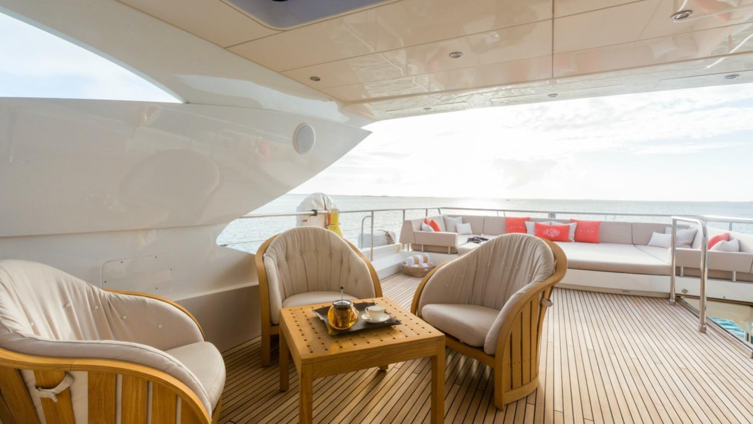 a boat with a table and chairs aboard ARION Yacht for Charter