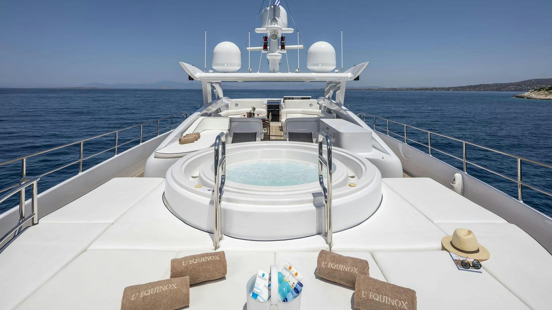 a boat on the water aboard L'EQUINOX Yacht for Charter