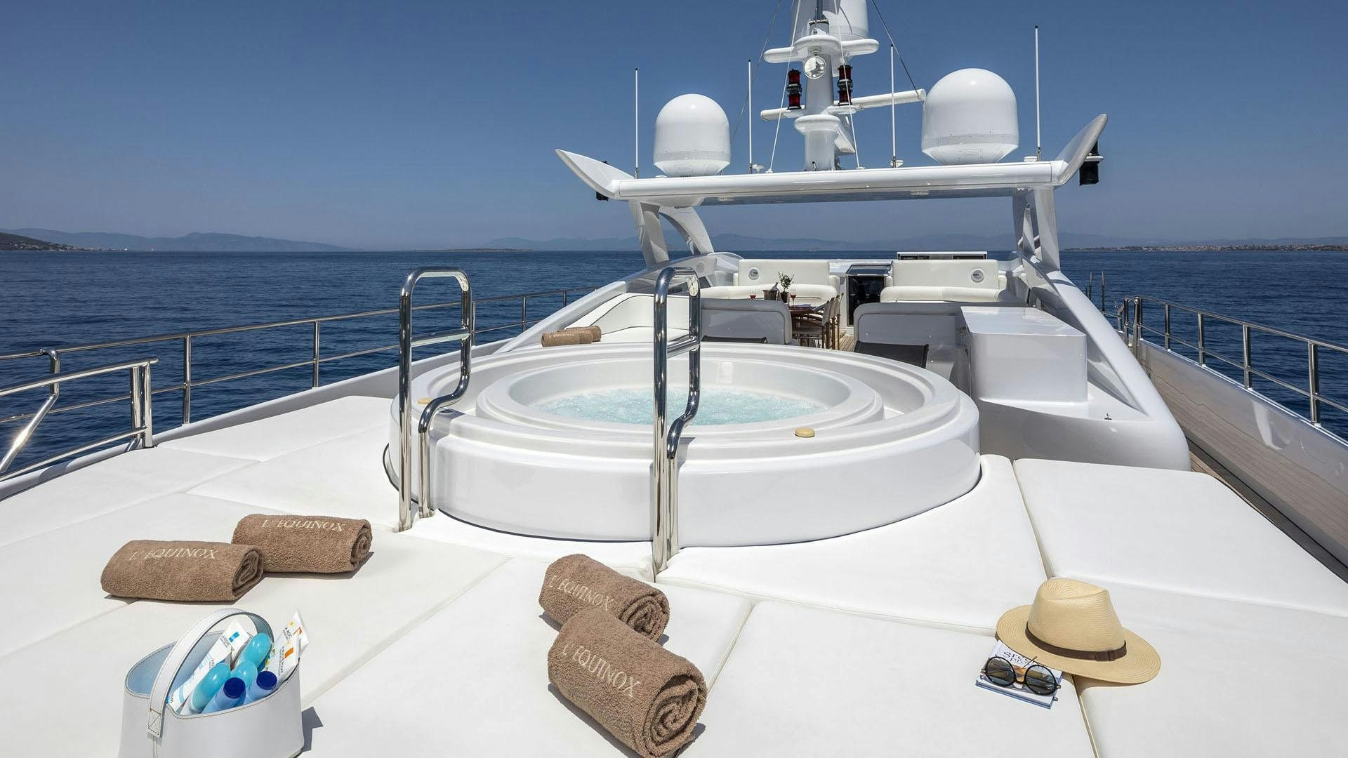 a boat on a white surface aboard L'EQUINOX Yacht for Charter