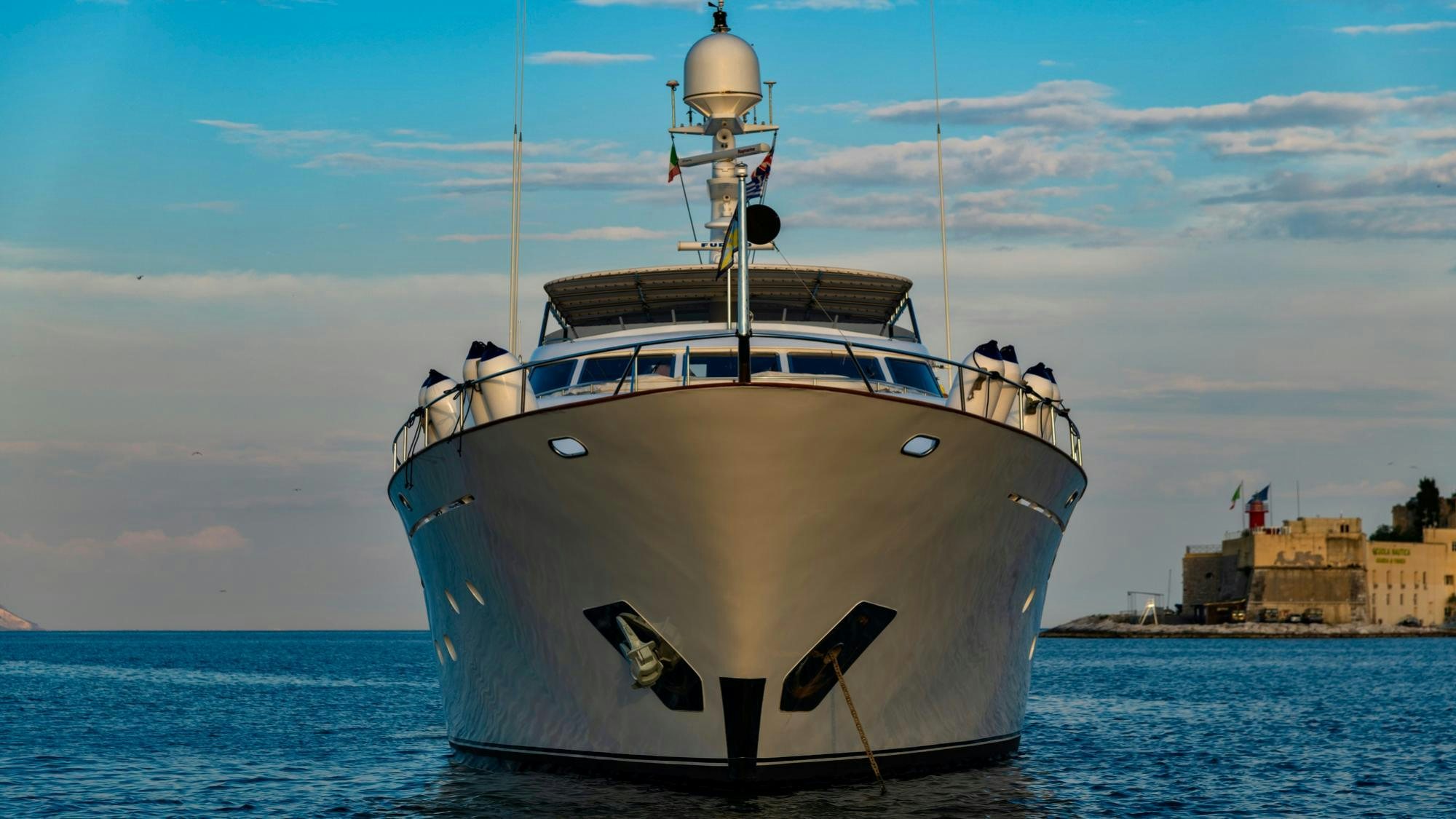 a boat in the water aboard NIGHTFLOWER Yacht for Charter