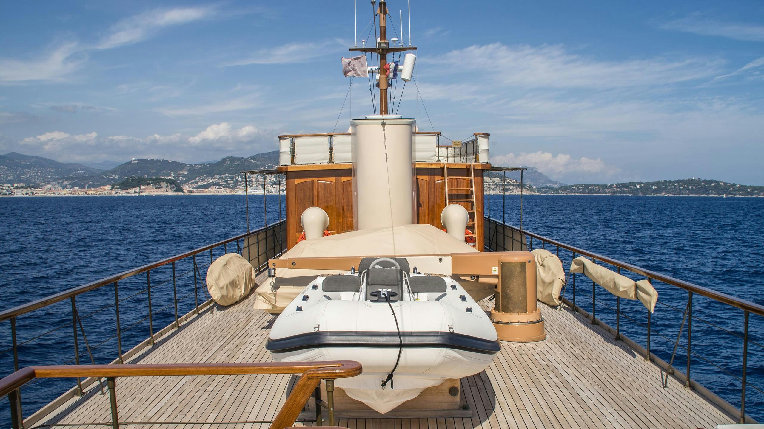 a boat on a body of water aboard OVER THE RAINBOW OF LONDON Yacht for Charter