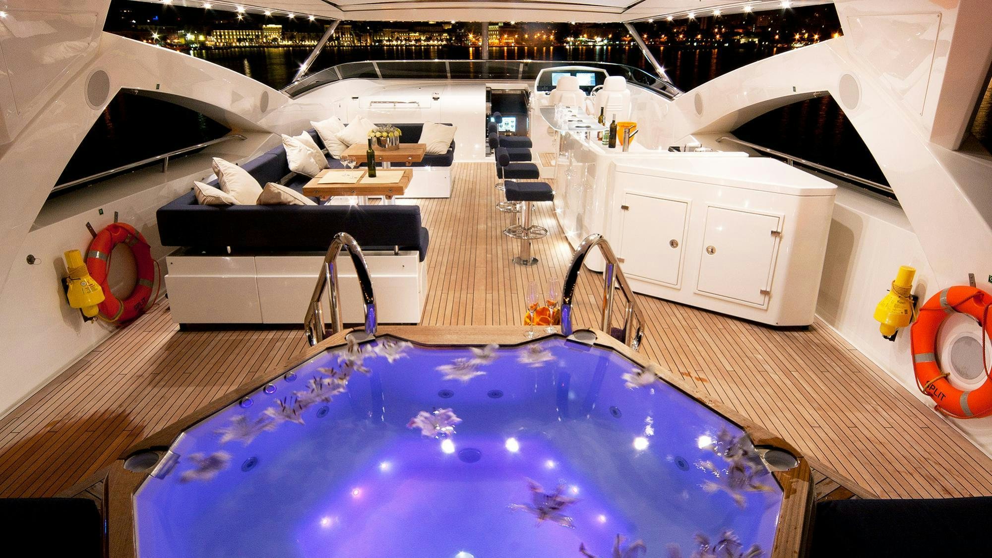 a pool table in a room aboard ARAGO Yacht for Charter