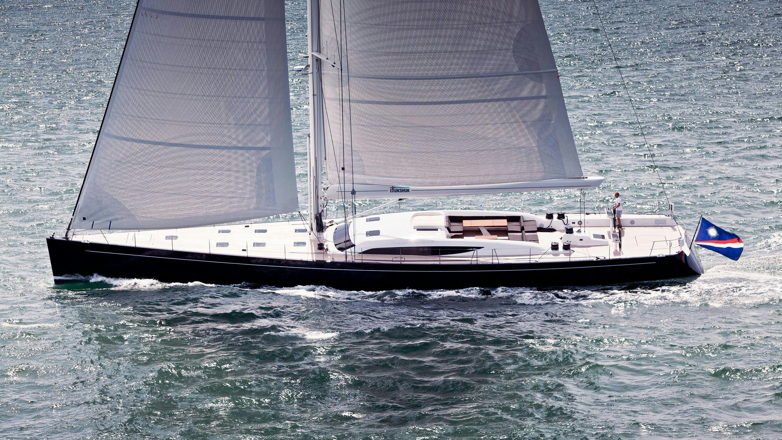 a boat on the water aboard INUKSHUK Yacht for Charter