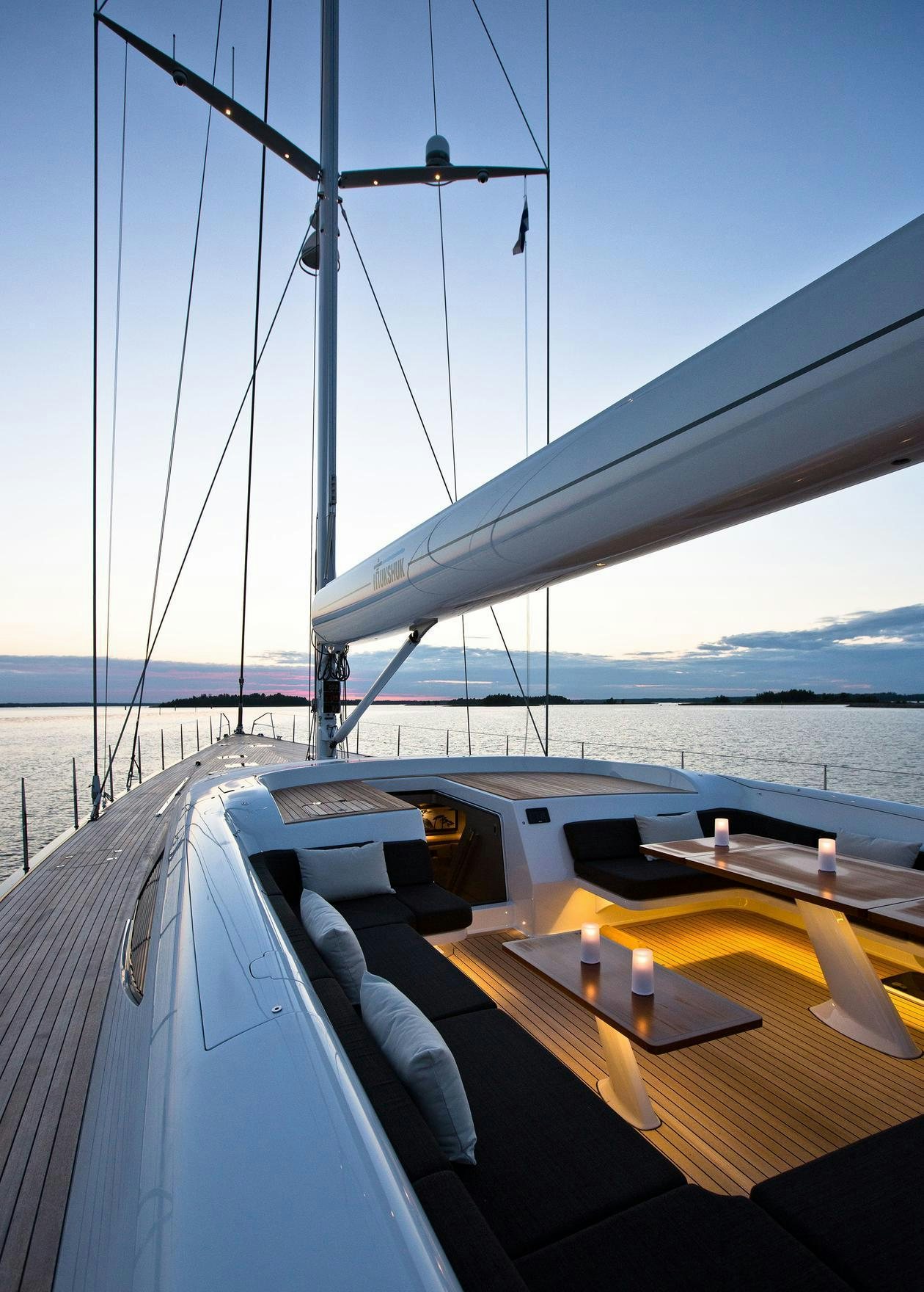 a boat on the water aboard INUKSHUK Yacht for Charter