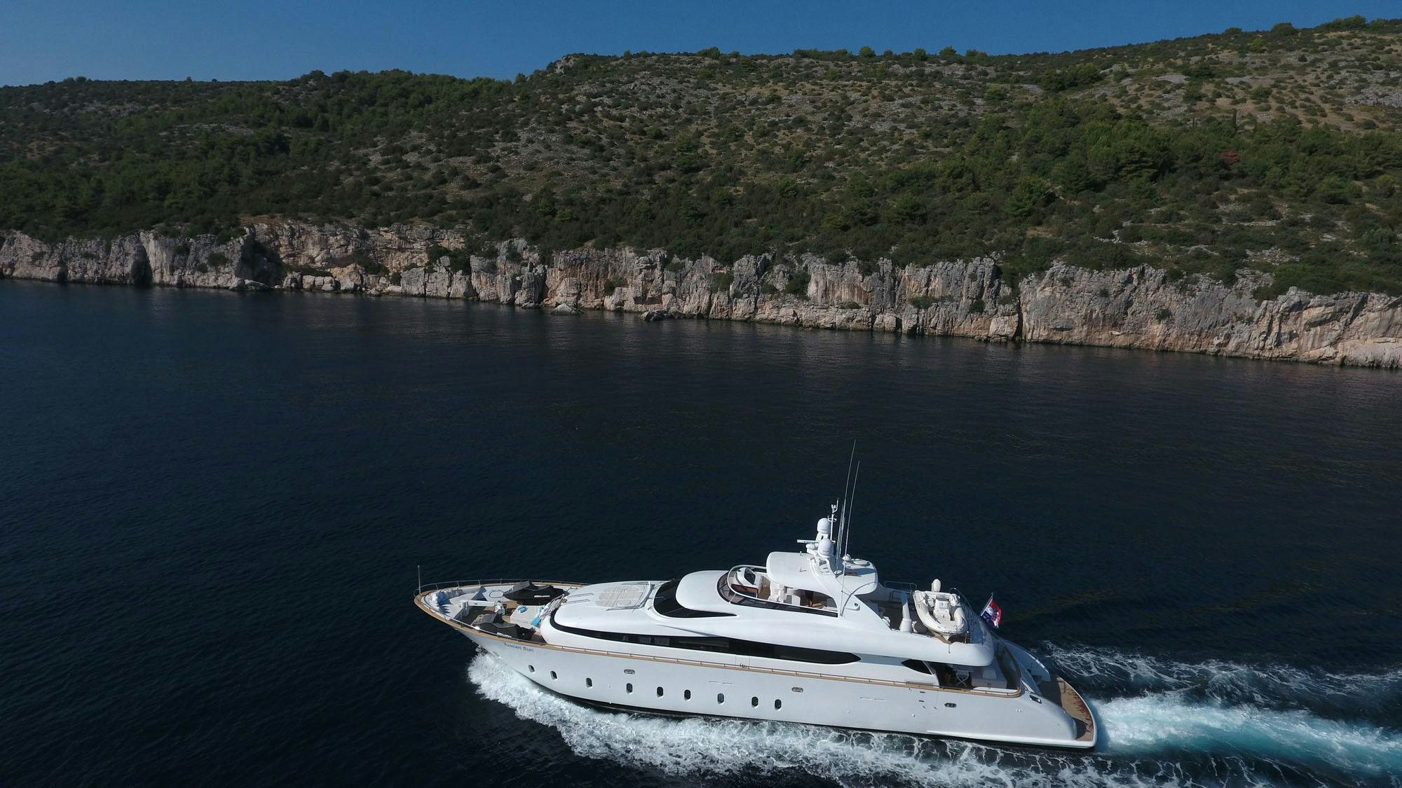 a boat on the water aboard TUSCAN SUN Yacht for Charter