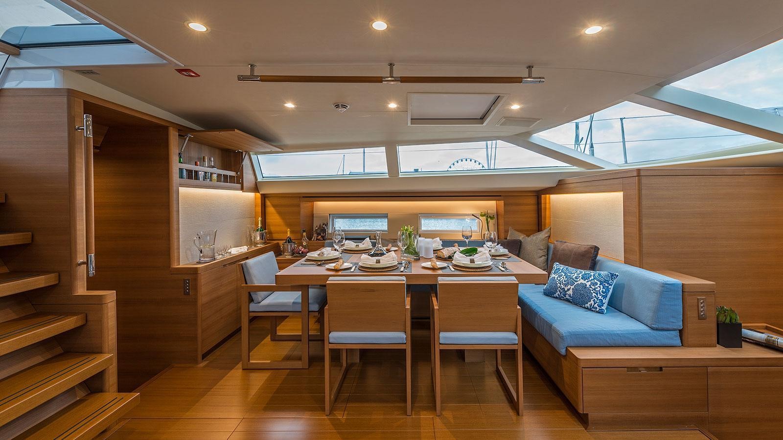 a large kitchen and living room aboard FARFALLA Yacht for Charter