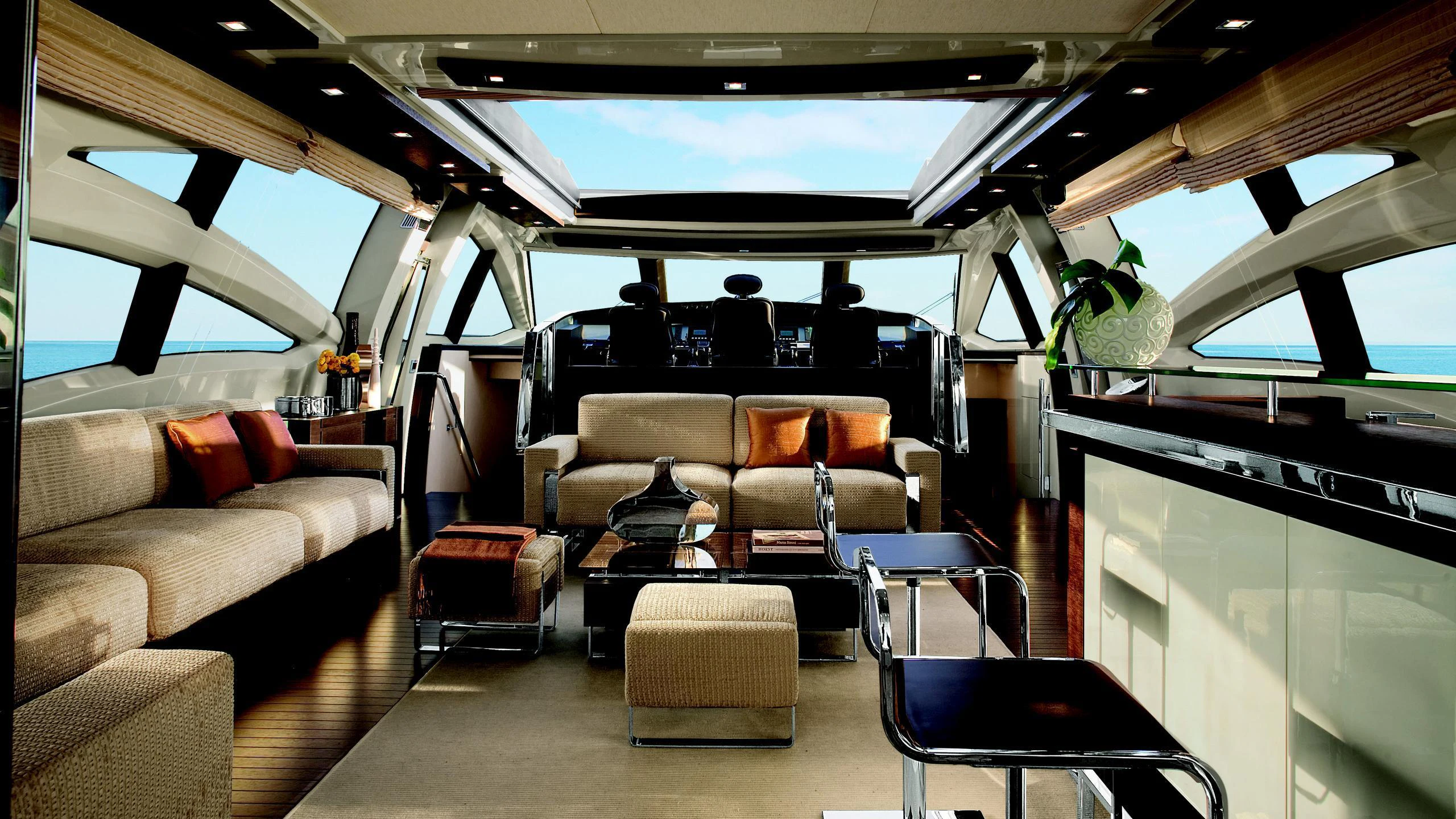 inside of a train aboard DUKE Yacht for Charter