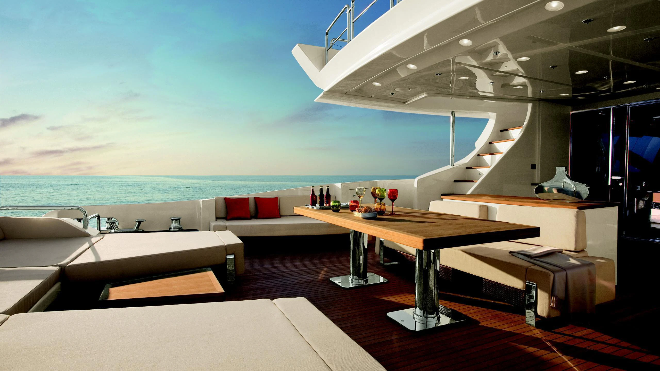 a room with a table and chairs aboard DUKE Yacht for Charter
