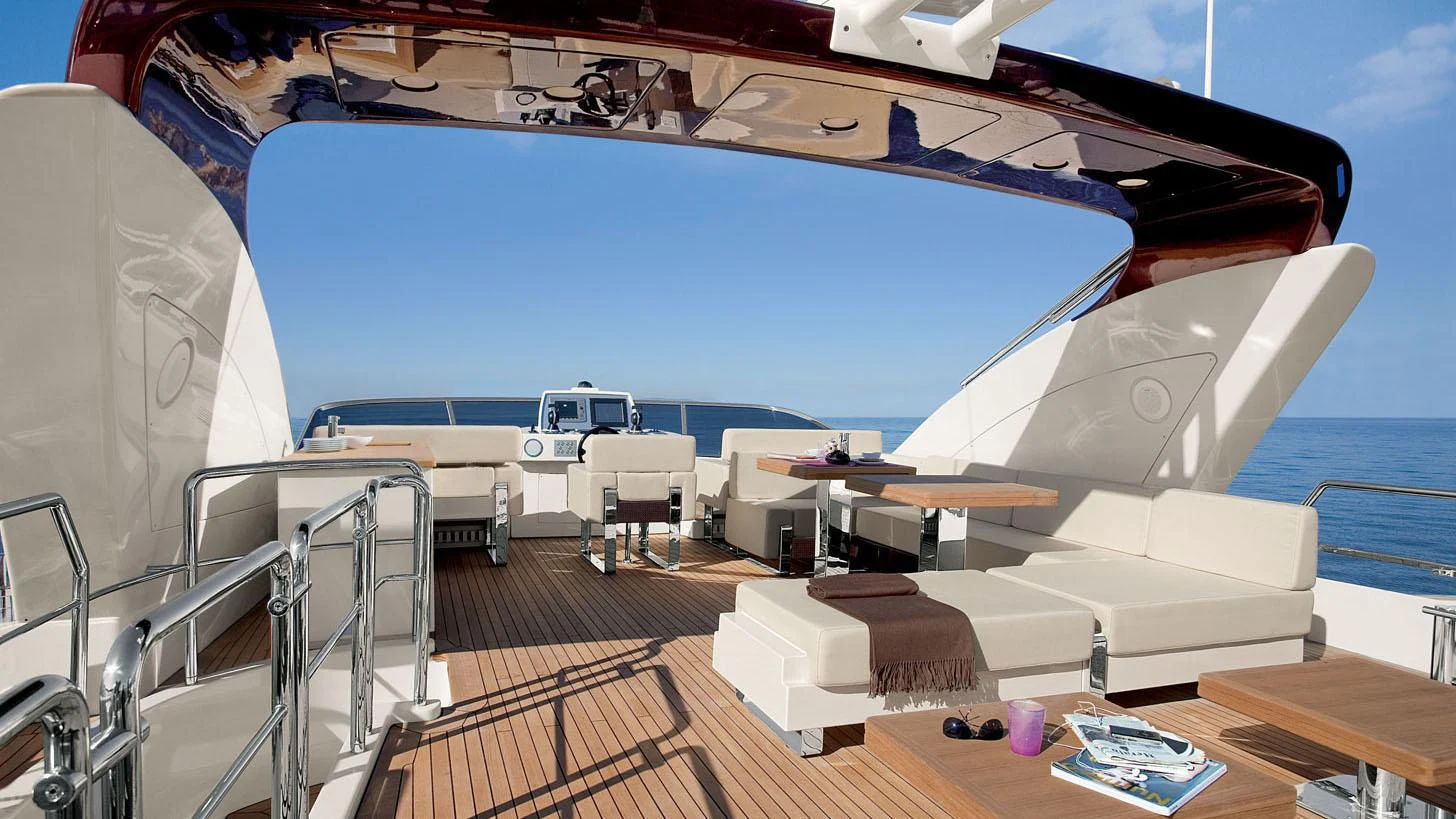 a large boat on a boat aboard DUKE Yacht for Charter