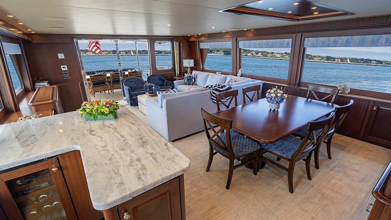 a dining table on a boat aboard TRANQUILITY Yacht for Charter