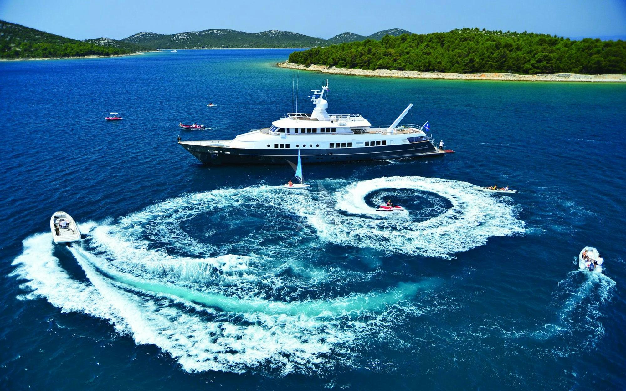 a boat on the water aboard BERZINC Yacht for Charter