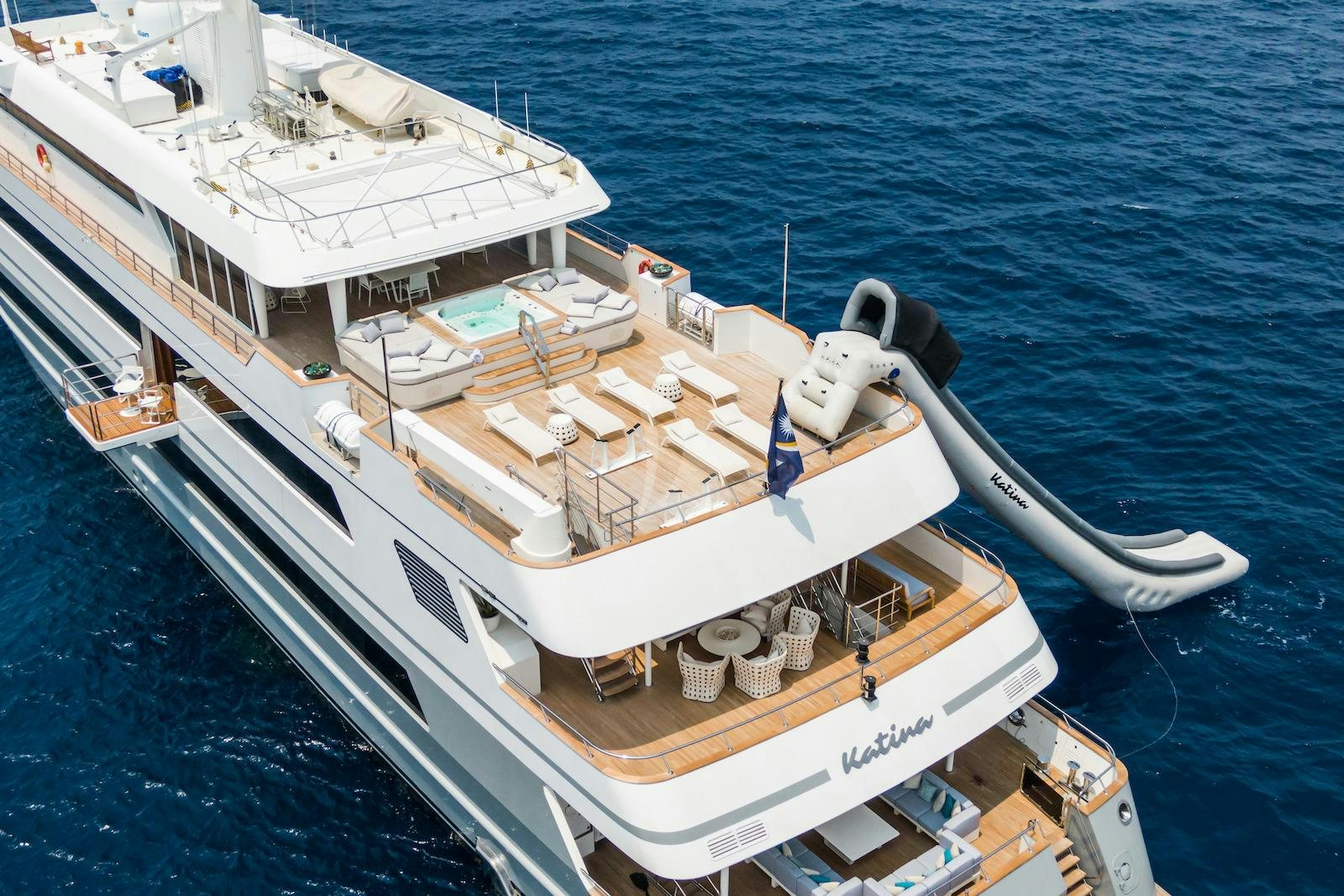 a boat on the water aboard KATINA Yacht for Charter