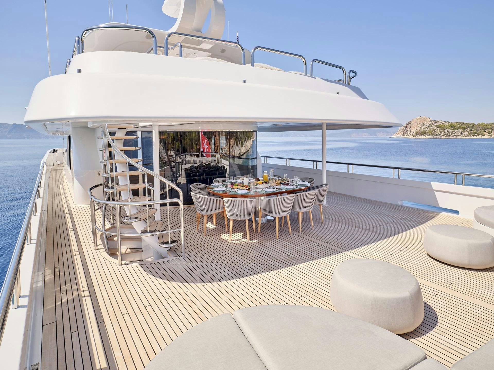 a boat on a deck aboard JAZ Yacht for Charter
