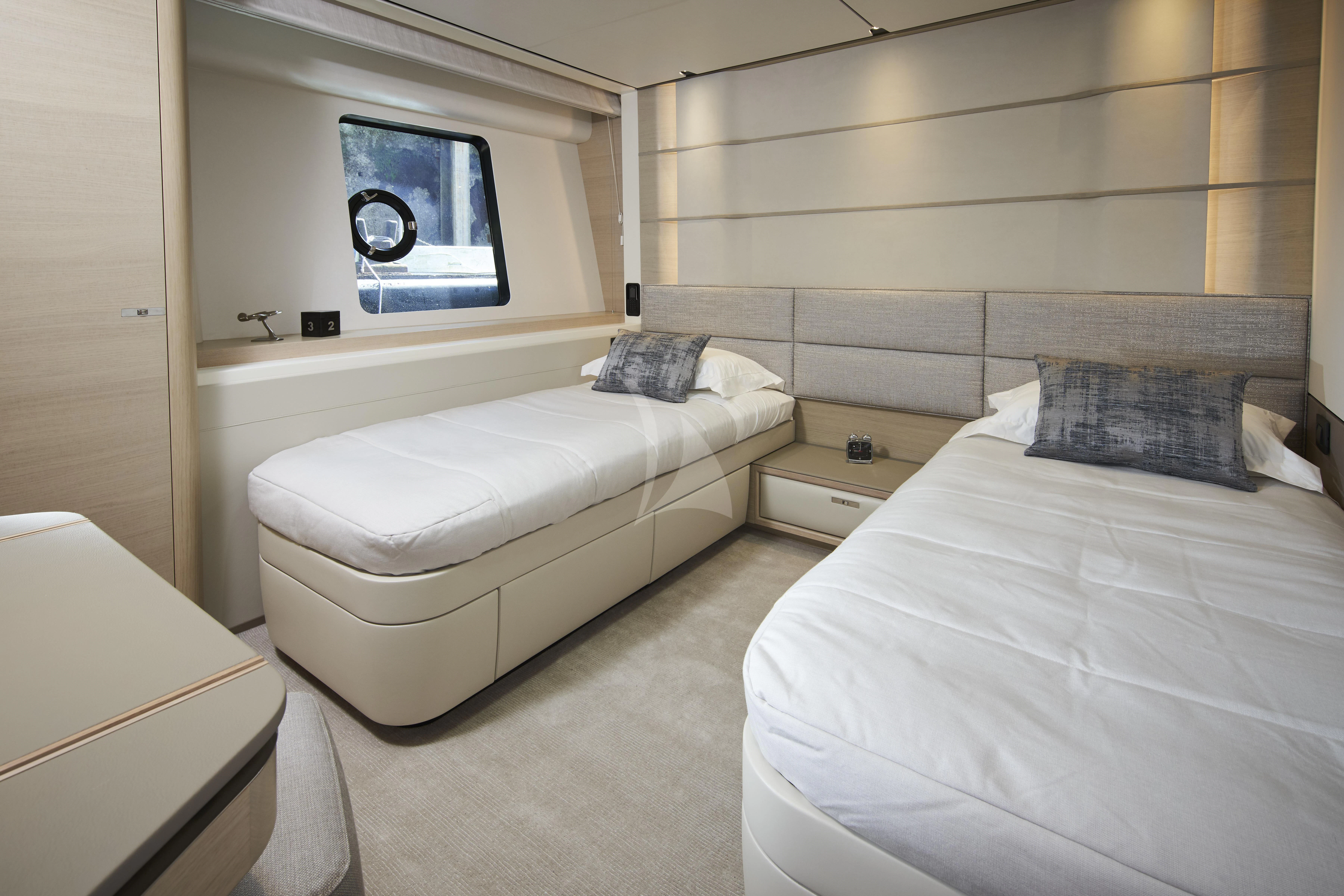 a room with two beds aboard HALLELUJAH Yacht for Charter