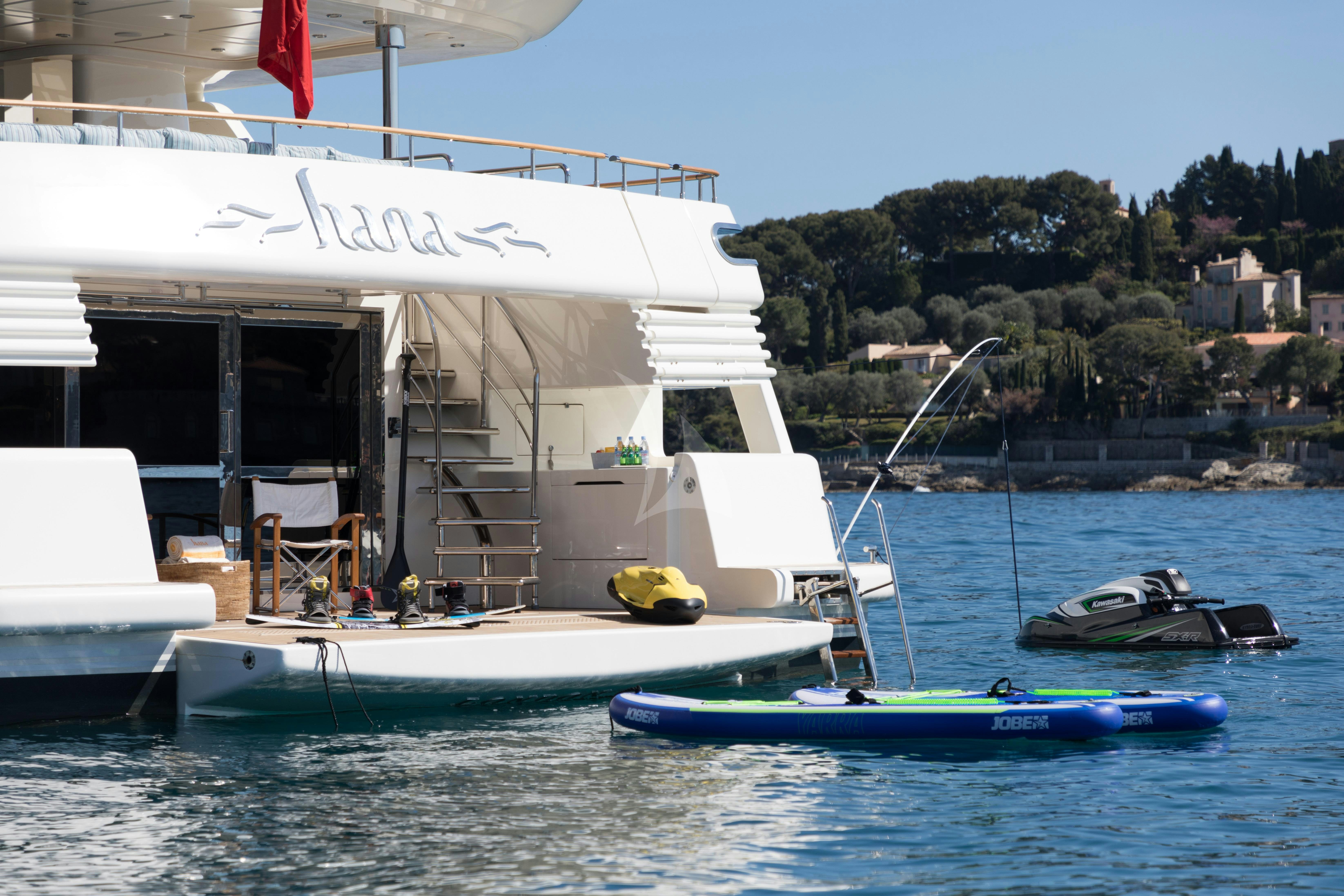 a boat on the water aboard HANA Yacht for Charter