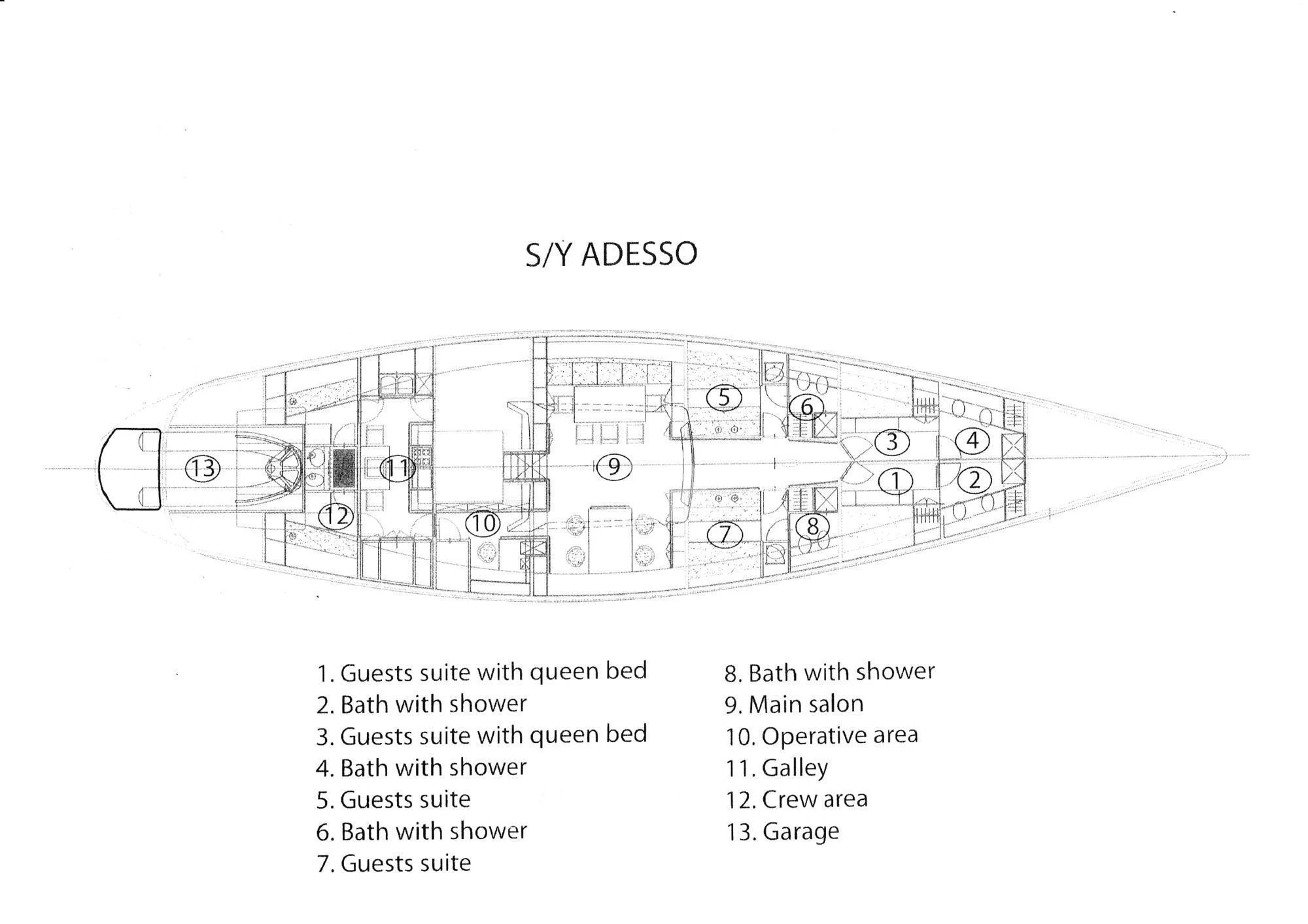 diagram aboard ADESSO Yacht for Charter