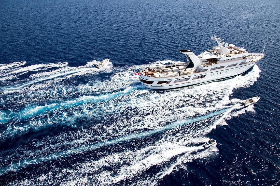 a ship in the ocean aboard ESMERALDA Yacht for Charter