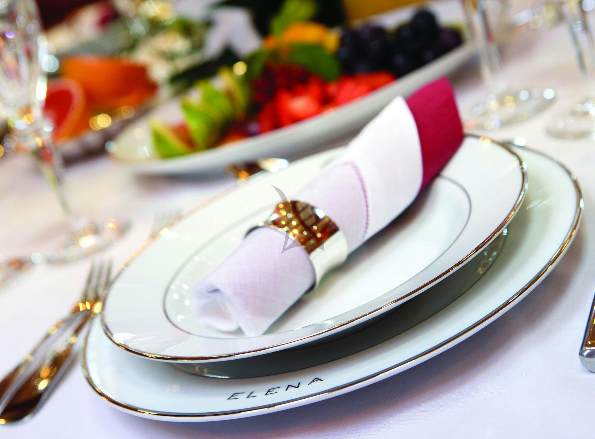 a plate with a dessert on it aboard ELENA OF LONDON Yacht for Charter