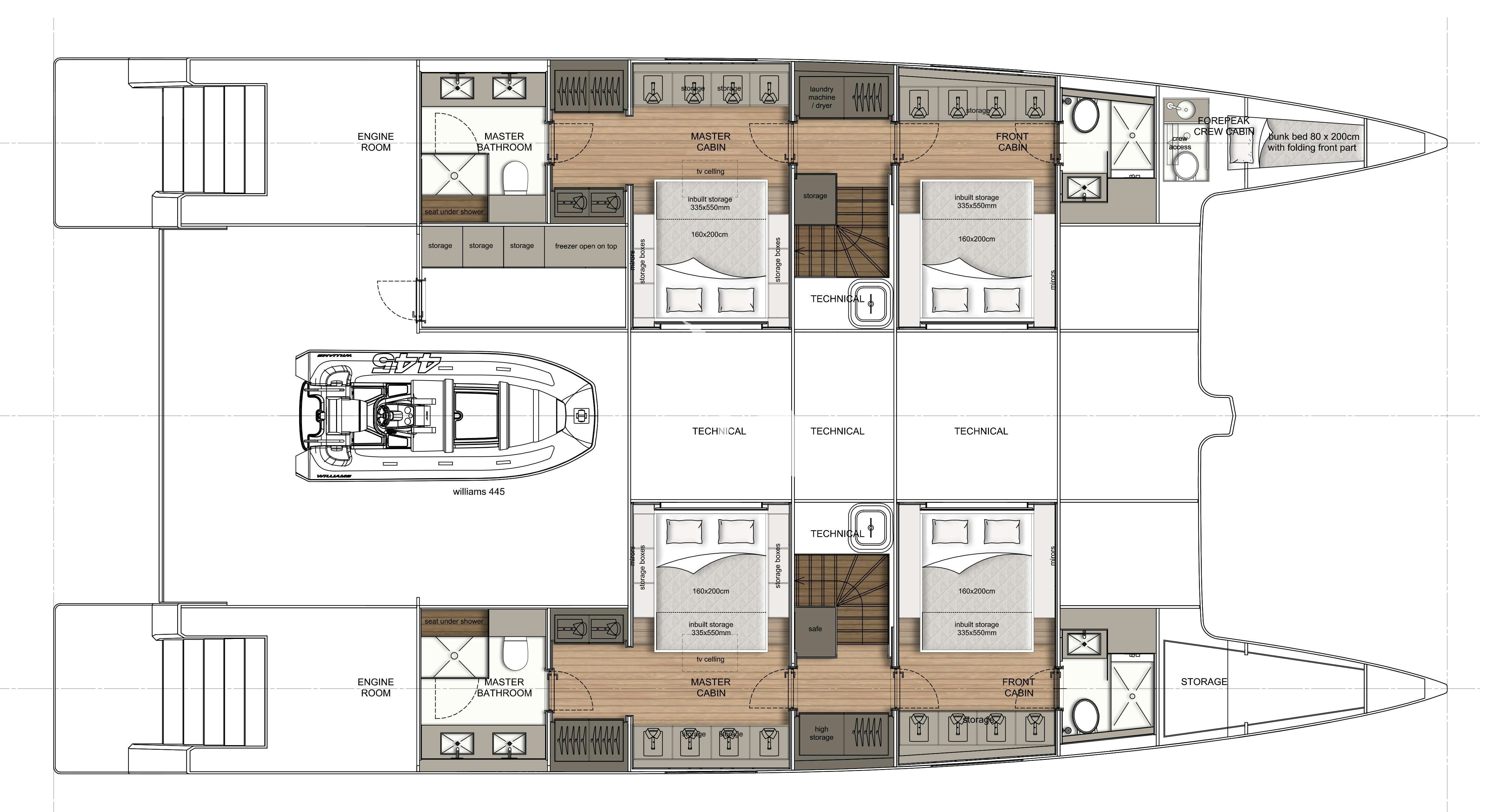 diagram, engineering drawing aboard CHRISTINA TOO Yacht for Sale