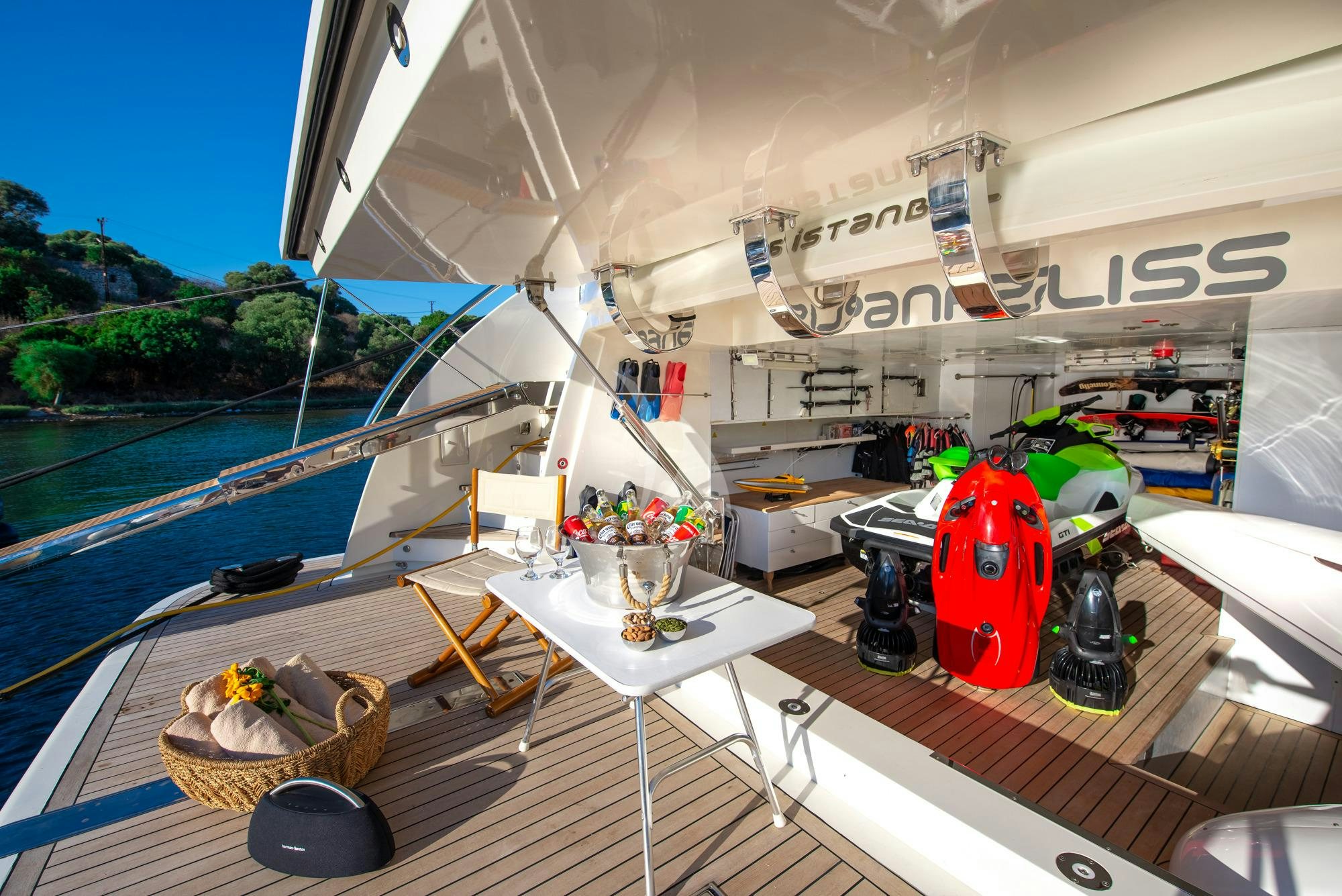 a boat on the water aboard PANFELISS Yacht for Charter