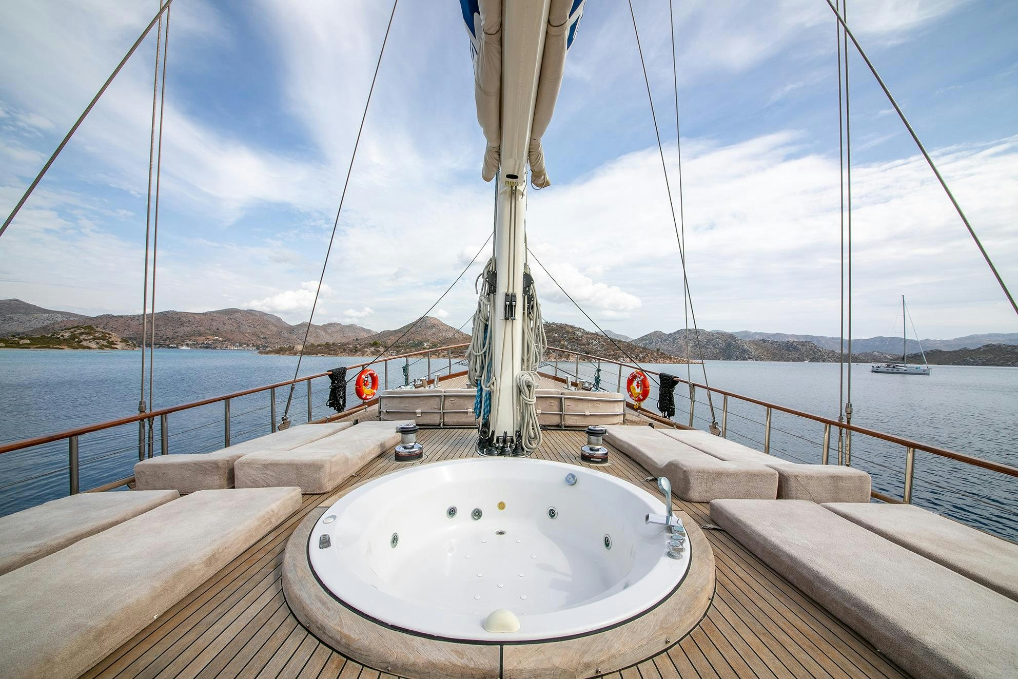 a boat on the water aboard BLUE HEAVEN Yacht for Charter
