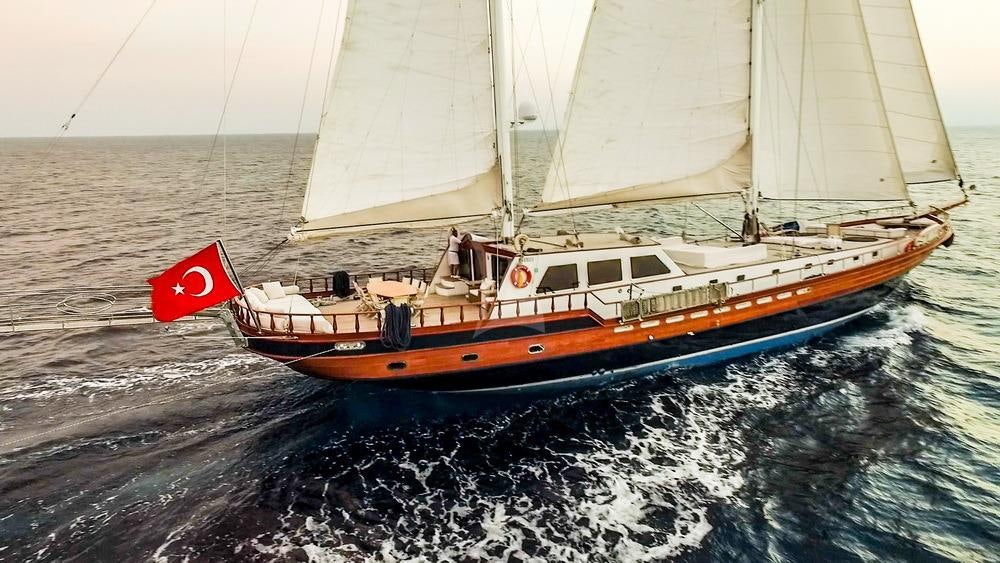a boat in the water aboard PAPA JOE Yacht for Charter