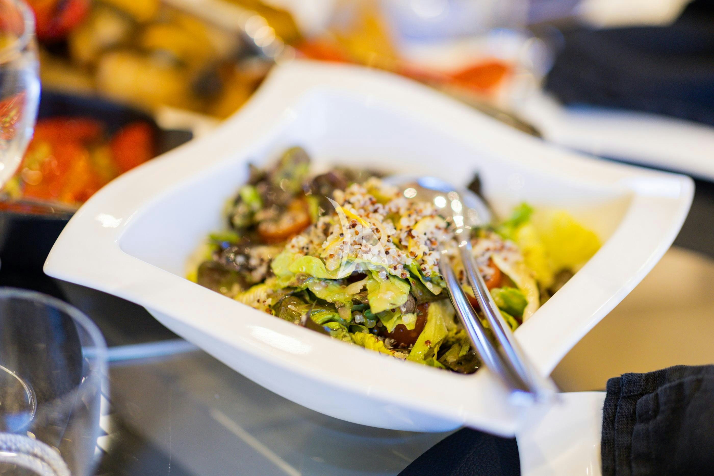 a plate of food aboard NOVELA Yacht for Charter