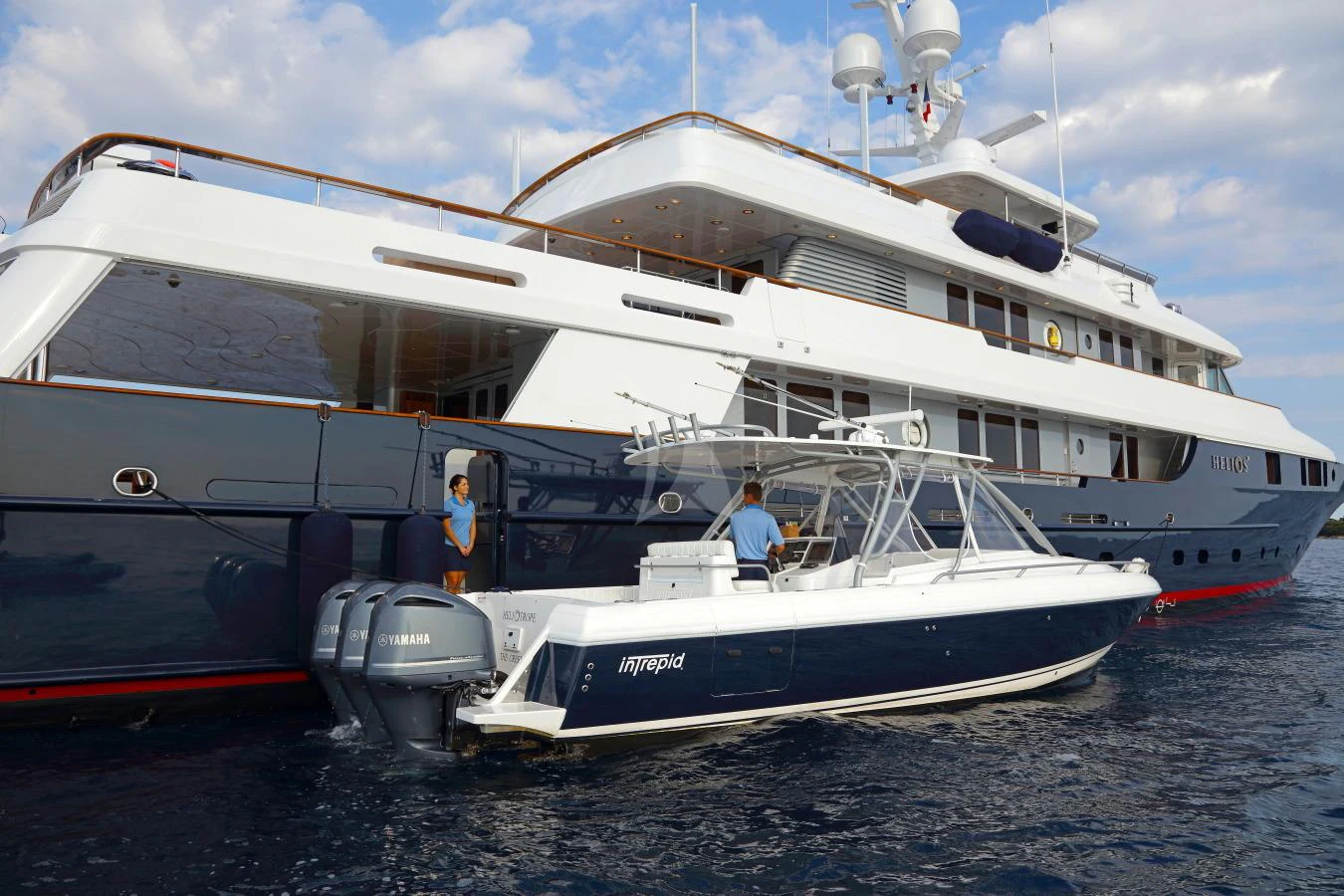 a boat on the water aboard HELIOS 2 Yacht for Charter