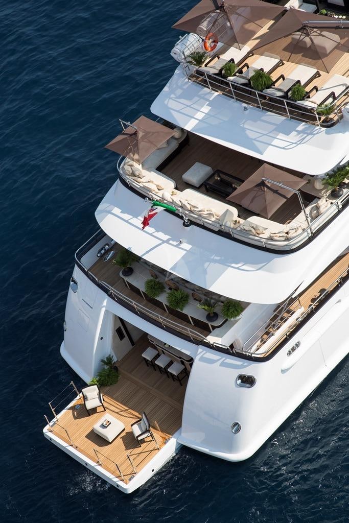 a high angle view of a boat aboard ILLUSION V Yacht for Charter