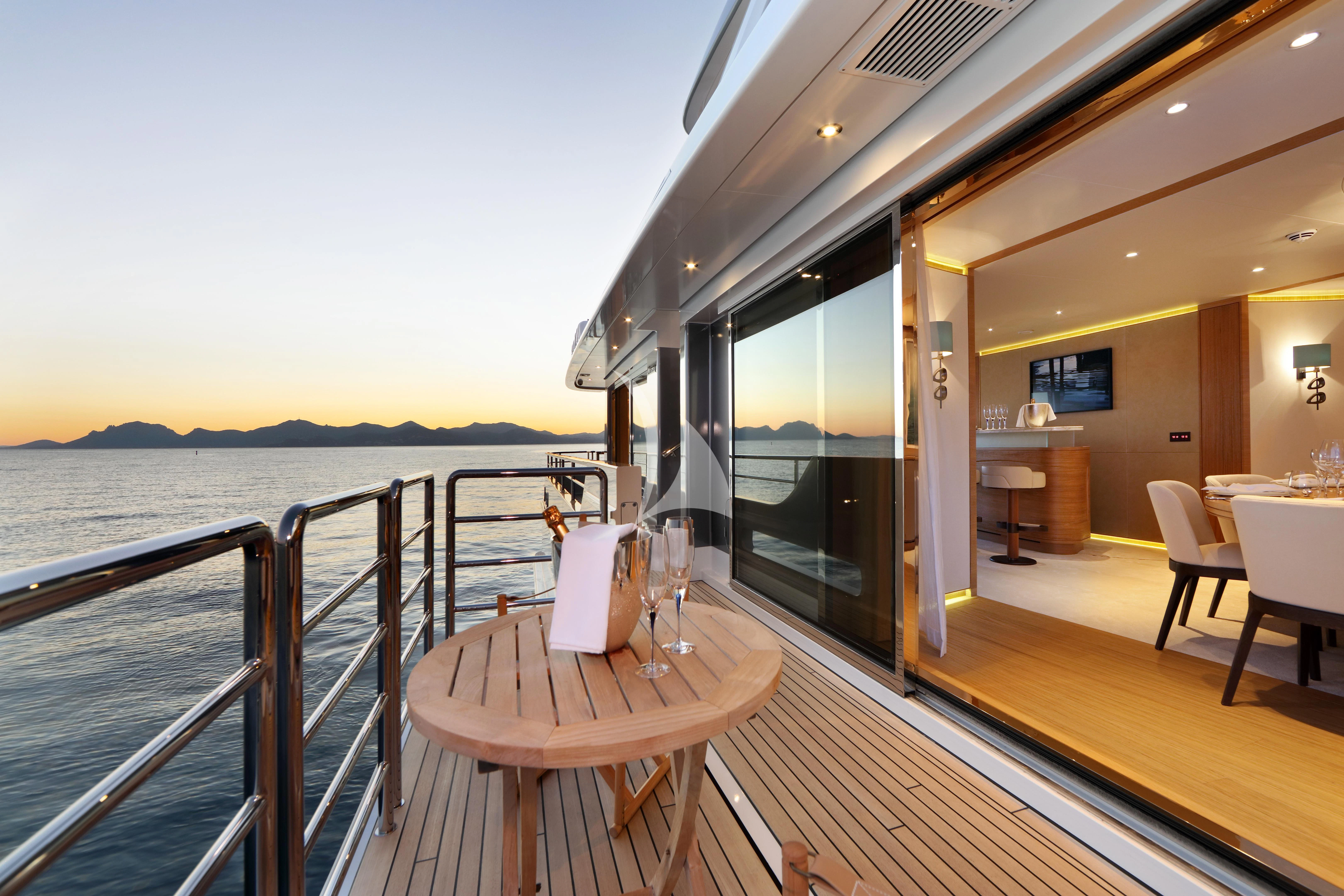 a boat on the water aboard SOLIS Yacht for Charter