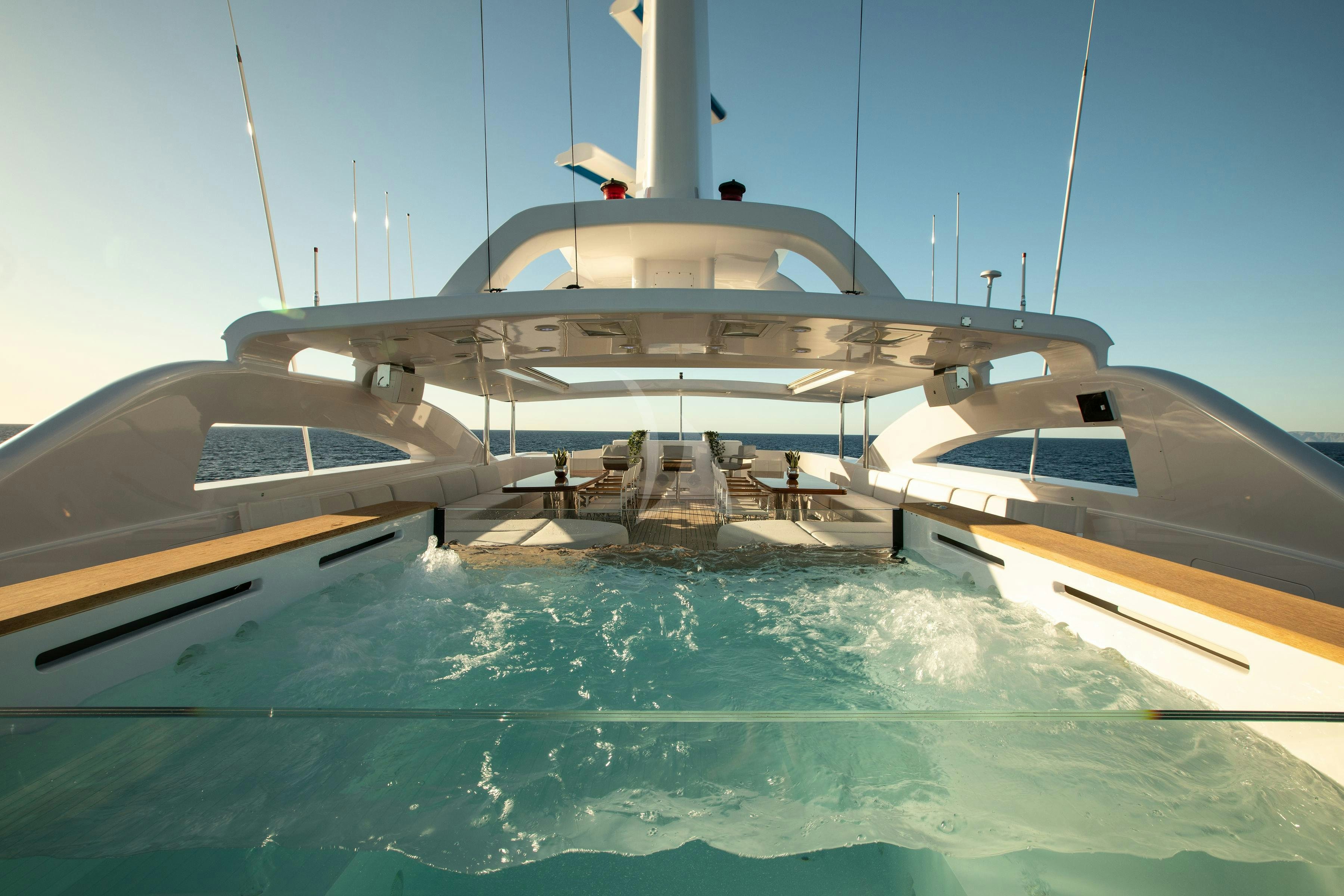 a boat in the water aboard VERTIGO Yacht for Charter