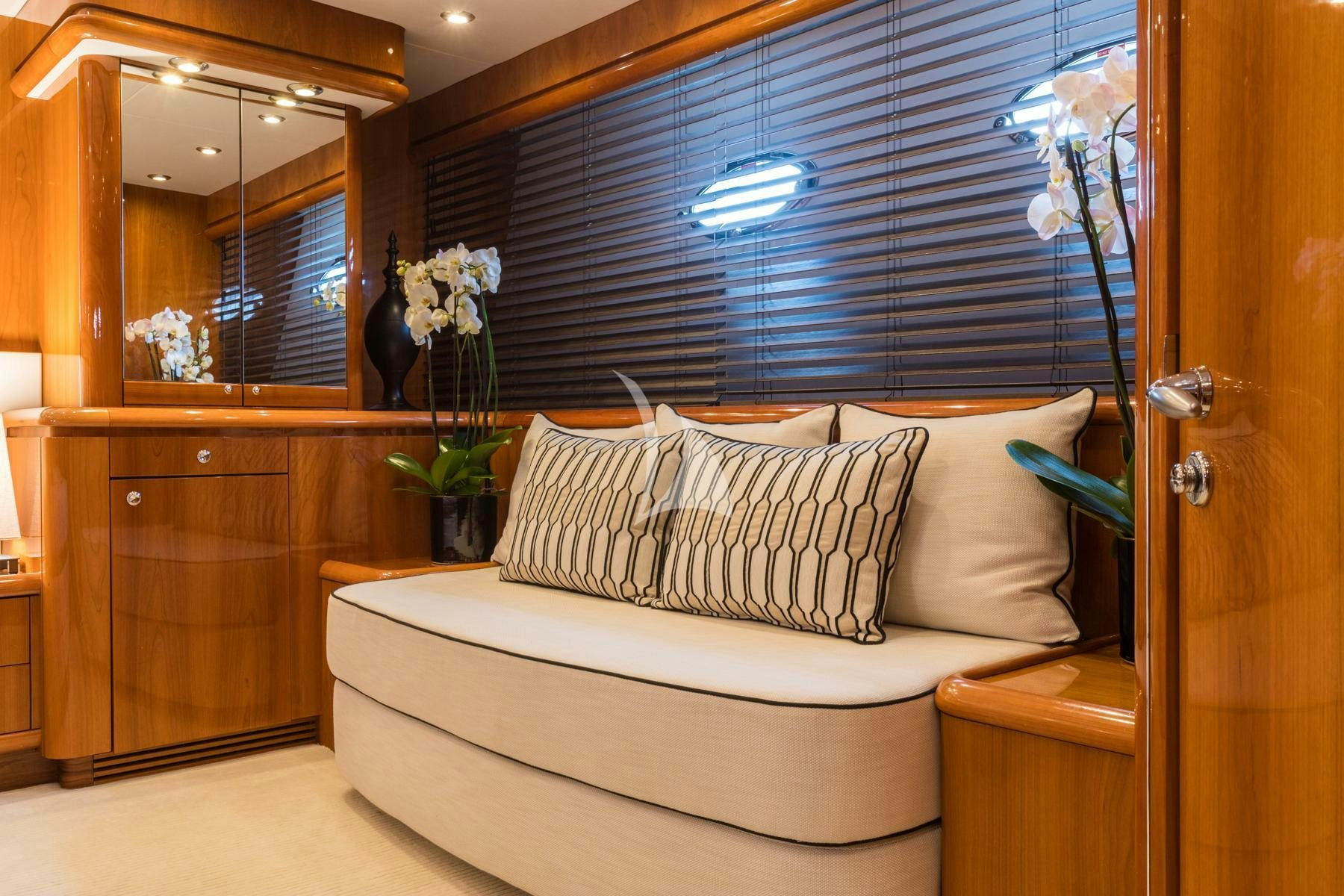 a room with a bed and a window aboard WINNING STREAK 2 Yacht for Charter