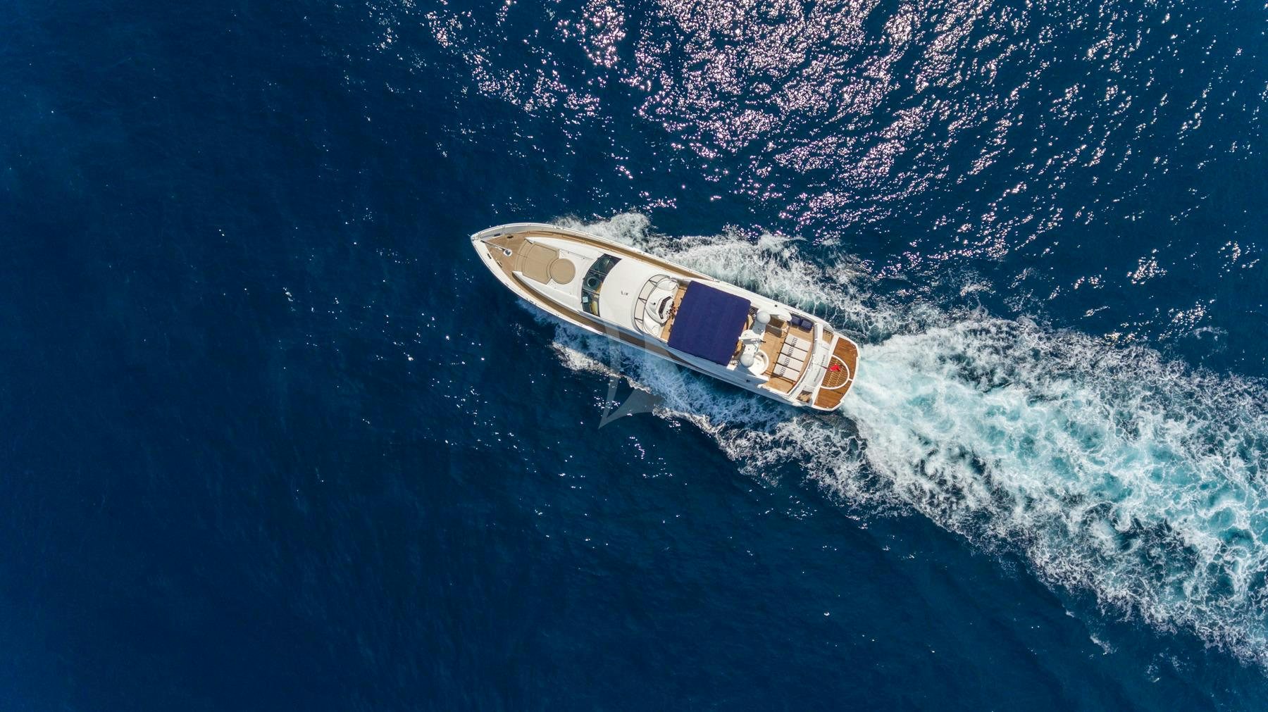 a white and blue boat in the water aboard WINNING STREAK 2 Yacht for Charter