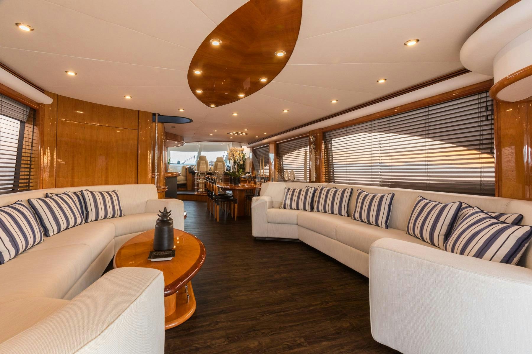 a living room with a couch and a table aboard WINNING STREAK 2 Yacht for Charter
