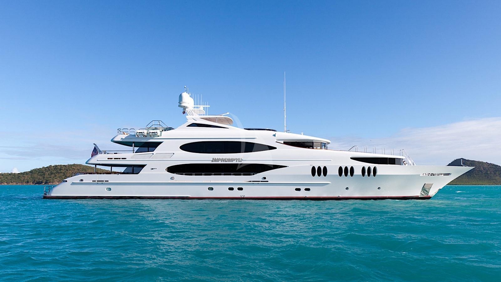 a white yacht in the water aboard IMPROMPTU Yacht for Charter