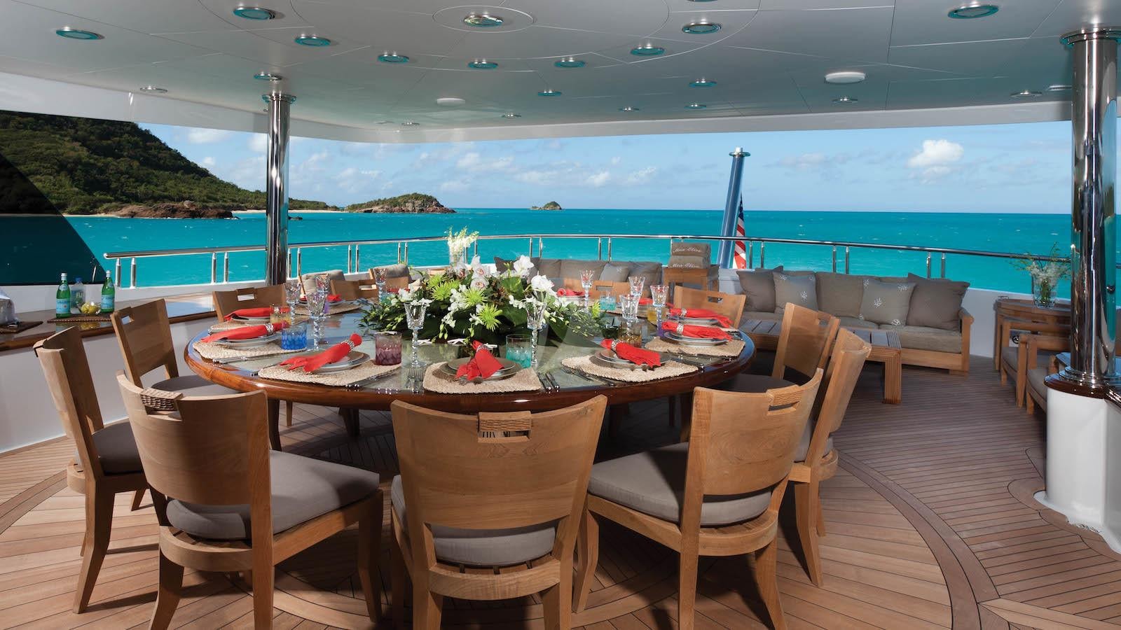 a table set for a meal aboard IMPROMPTU Yacht for Charter
