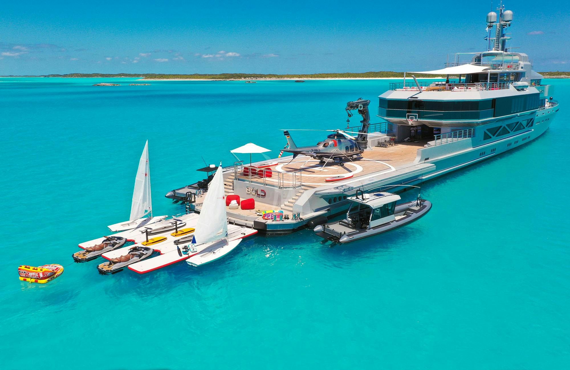 a group of boats in the water aboard BOLD Yacht for Sale