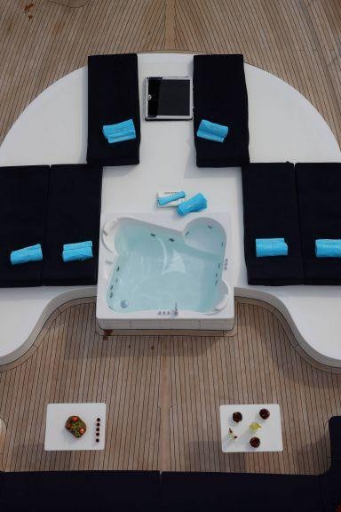 a white and black robot aboard PERLA DEL MARE Yacht for Charter