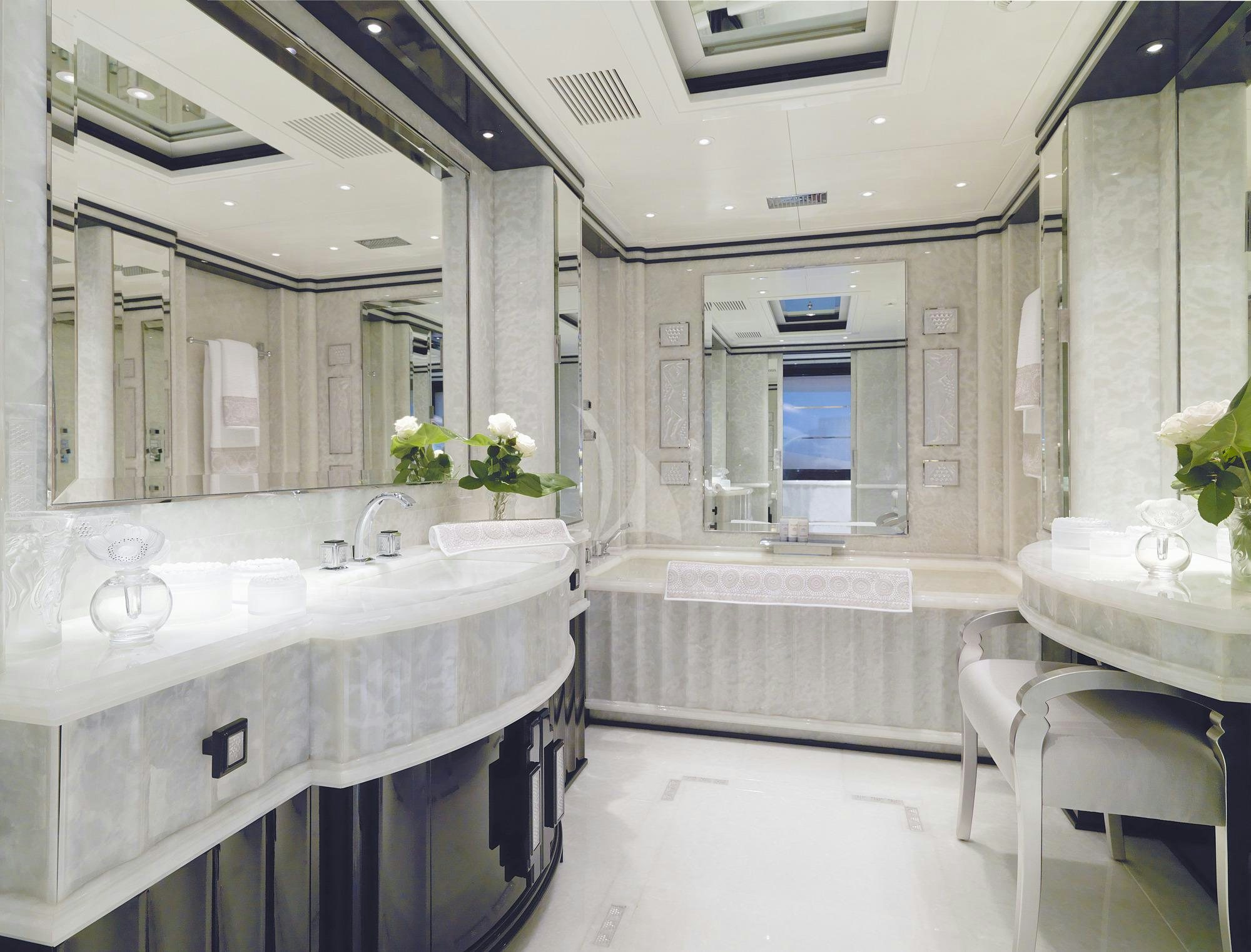 a bathroom with a large countertop aboard SILVER ANGEL Yacht for Charter