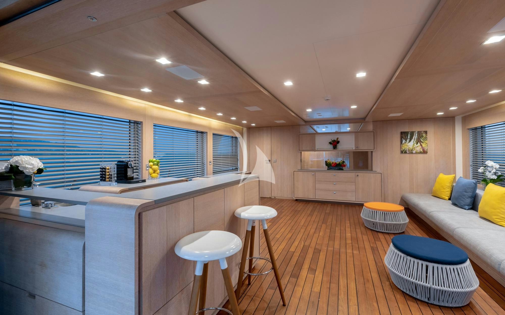a kitchen and living room aboard ROBBIE BOBBY Yacht for Charter