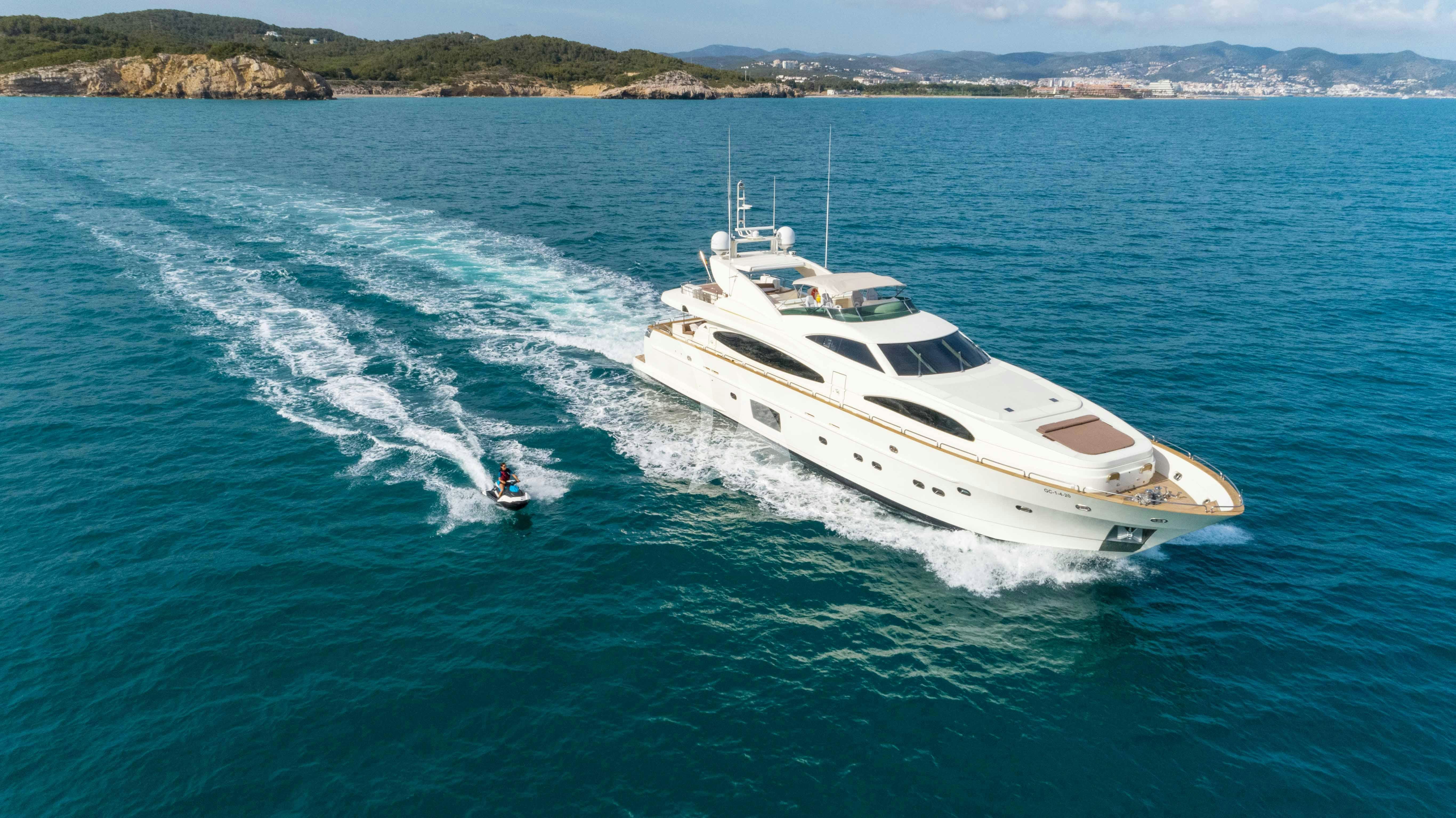 a boat on the water aboard DOLCE VITA IV Yacht for Charter