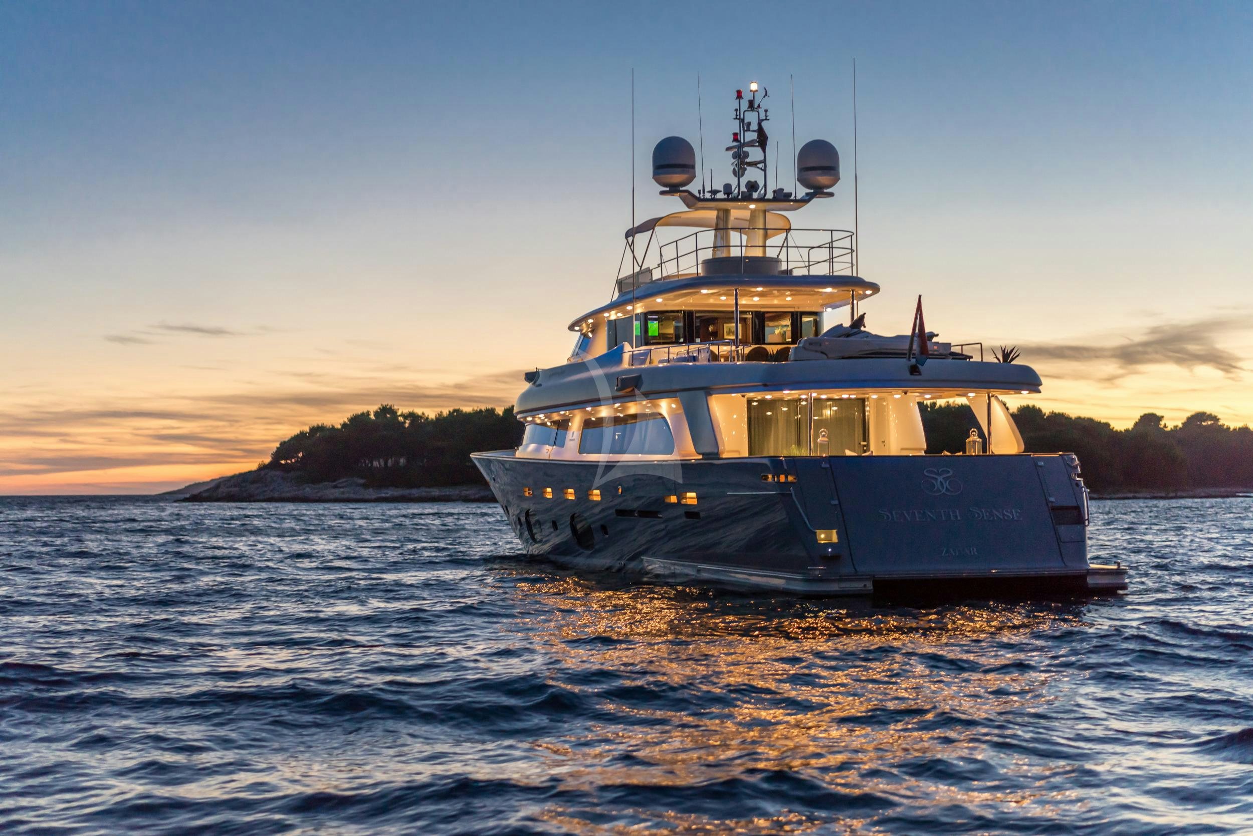 a boat in the water aboard SEVENTH SENSE Yacht for Charter