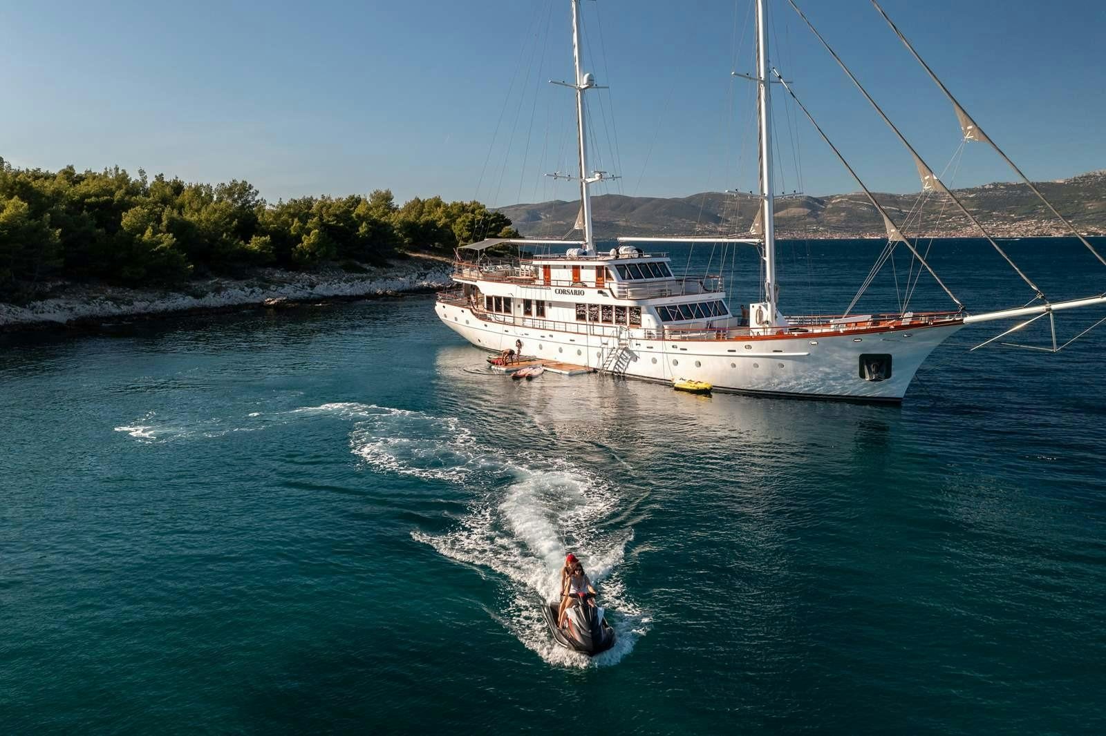 a person in the water aboard CORSARIO Yacht for Charter