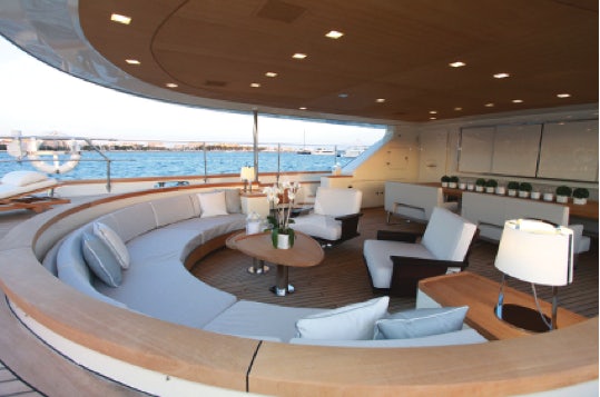 a large room with a large pool aboard PERSEUS Yacht for Charter