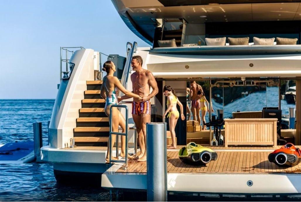 a group of people on a boat aboard VERTIGE Yacht for Charter