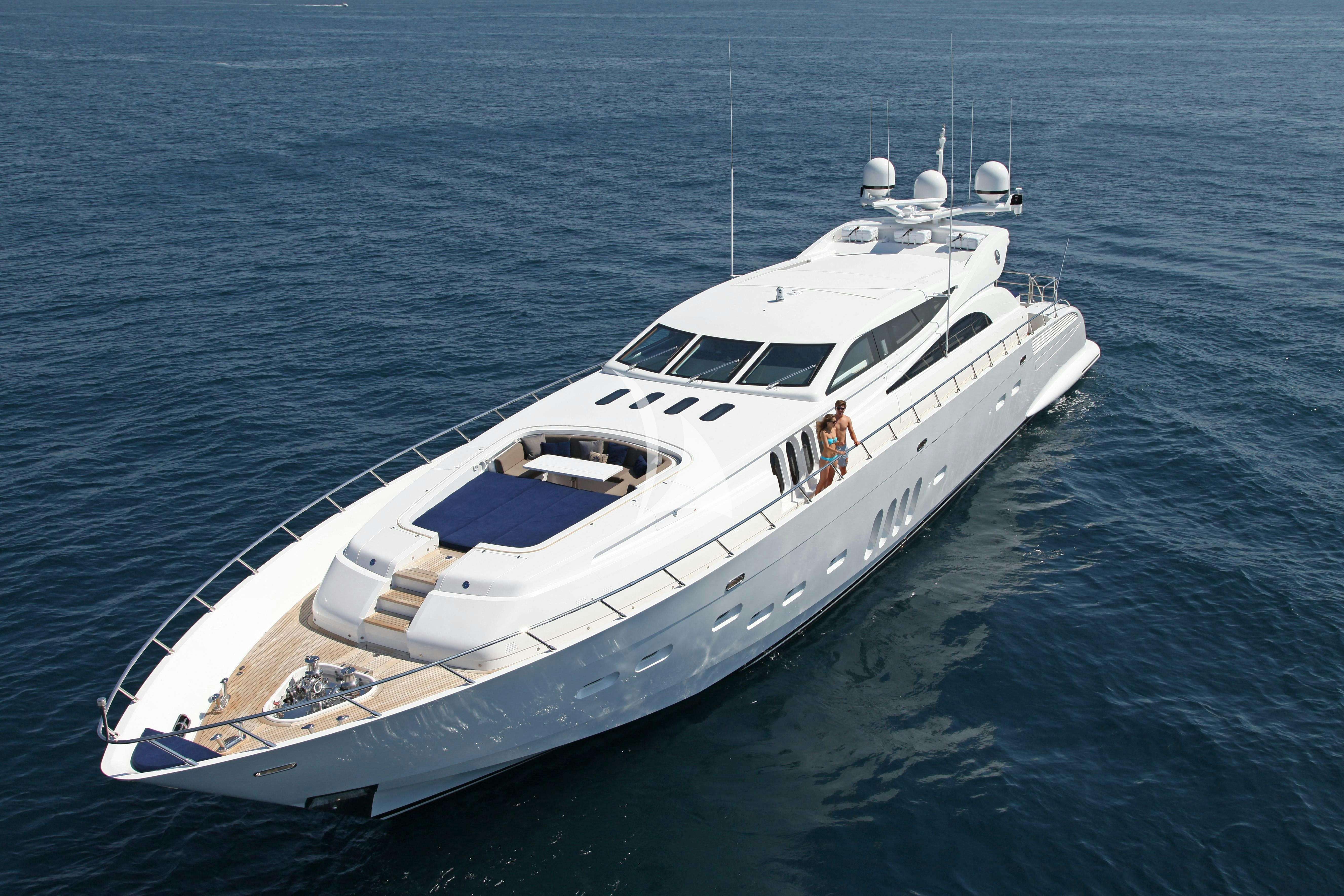 a white yacht in the water aboard PHOENICIAN Yacht for Charter