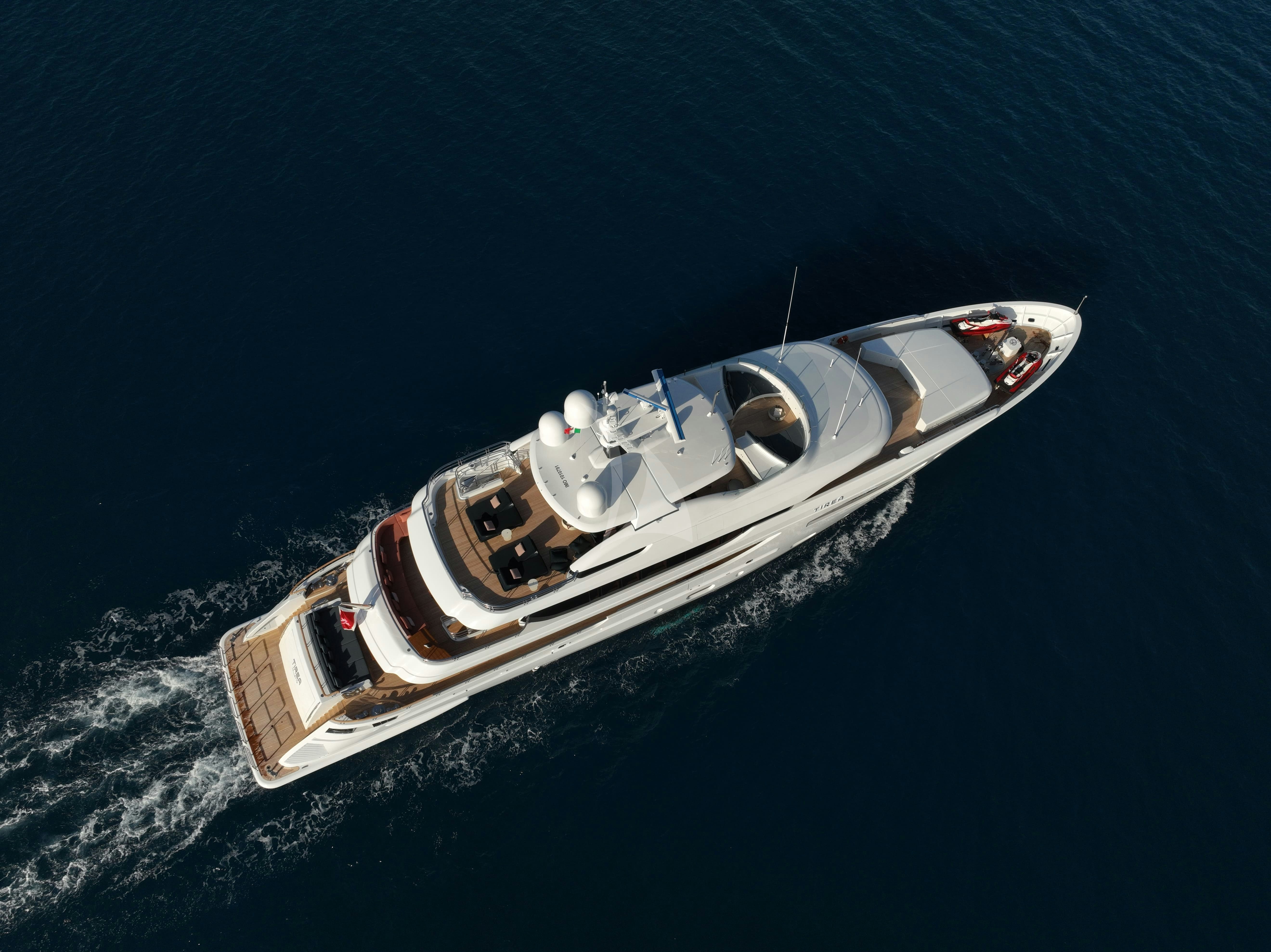 a high angle view of a boat aboard TIREA Yacht for Charter