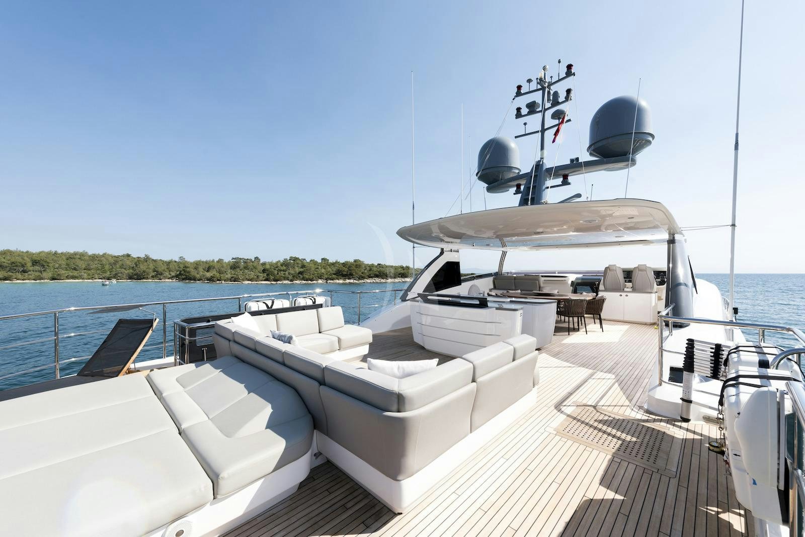a boat on a dock aboard ANTHEYA III Yacht for Charter