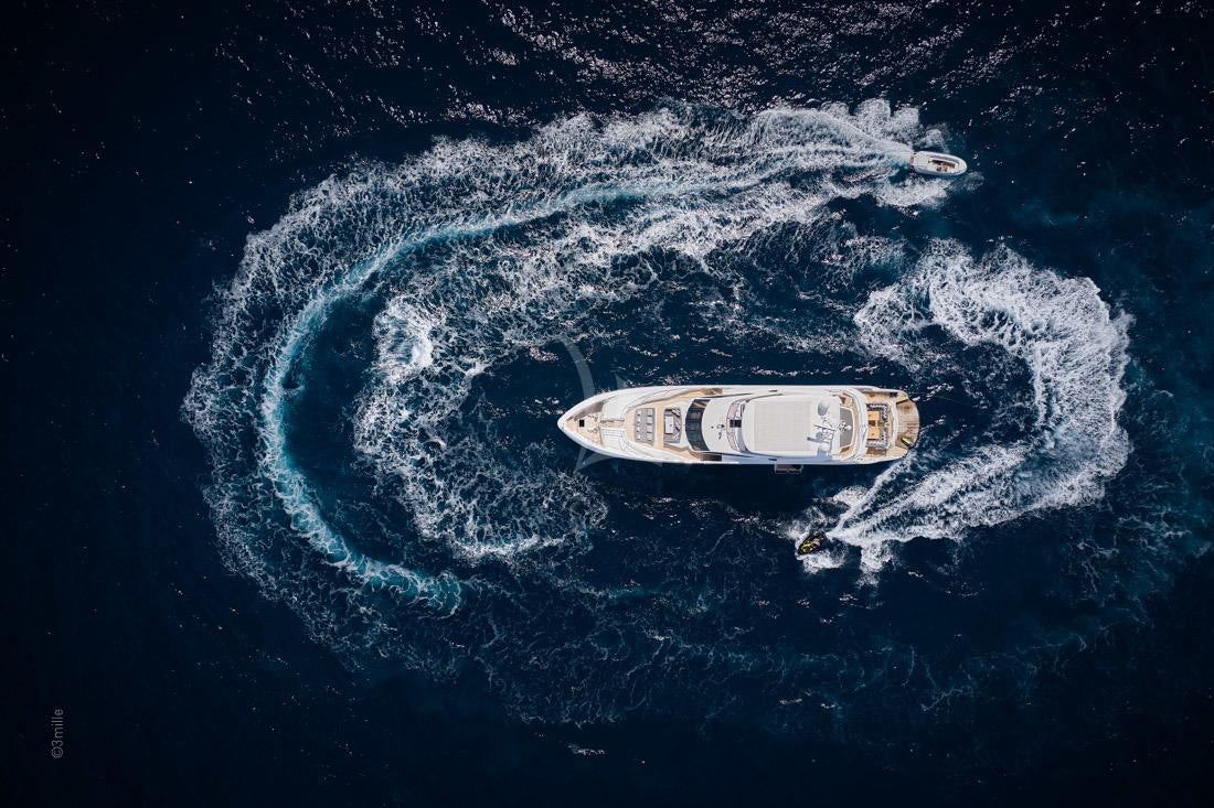 a ship in the ocean aboard EVEREAST Yacht for Charter