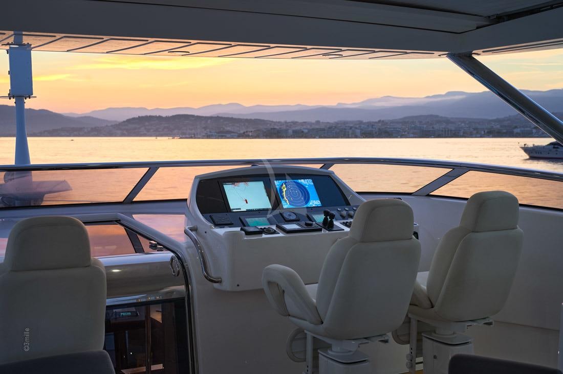 the inside of a car aboard EVEREAST Yacht for Charter